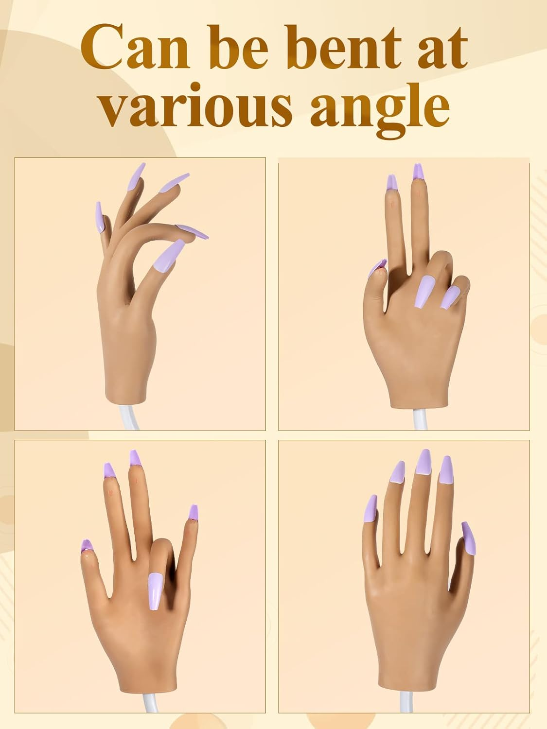 LIONVISON Practice Hand for Acrylic Nails- Silicone Nail Hand Practice Upgrade Nail Tips Never Fall Off, Fake Nail Manican Hand for Nail Practice, Flexible Practice Maniquin Hand with 200PCS Nail Tips image number 2