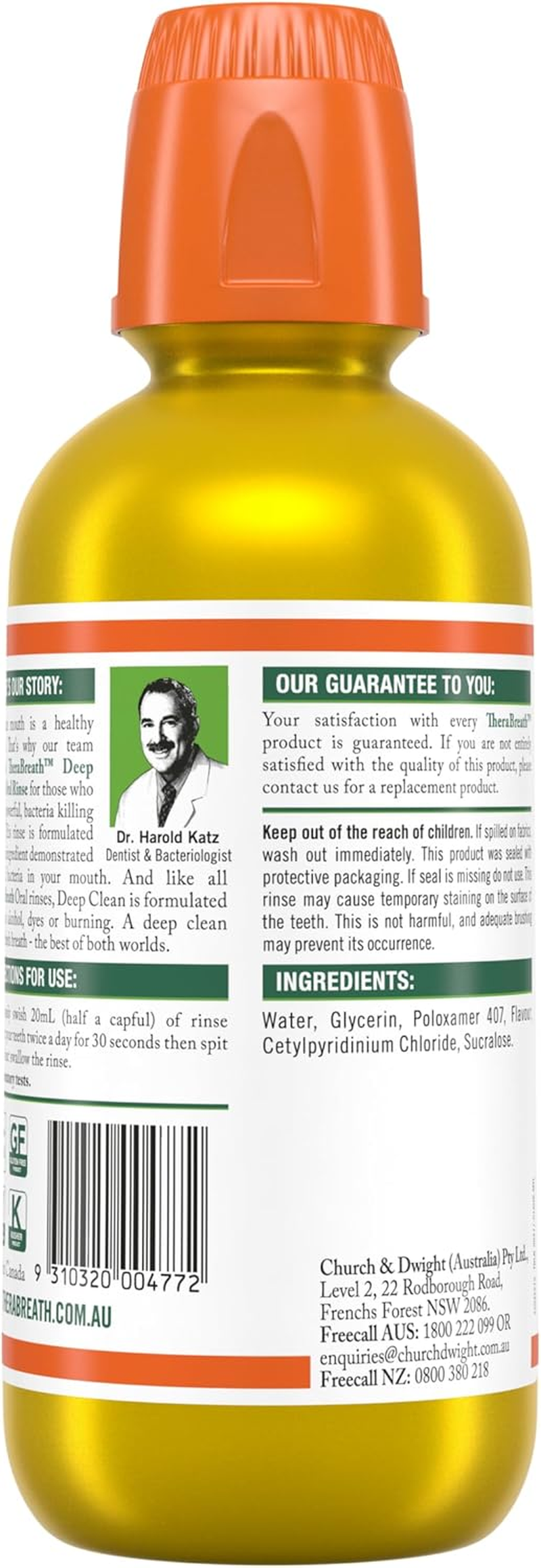 Therabreath Deep Clean Oral Rinse, Refreshing Mint Flavour 473Ml &ndash; Dentist Formulated Mouthwash, Kills 99.9% of Germs, Alcohol-Free, Non-Burning, Anti-Plaque, Supports Daily Oral Hygiene image number 6