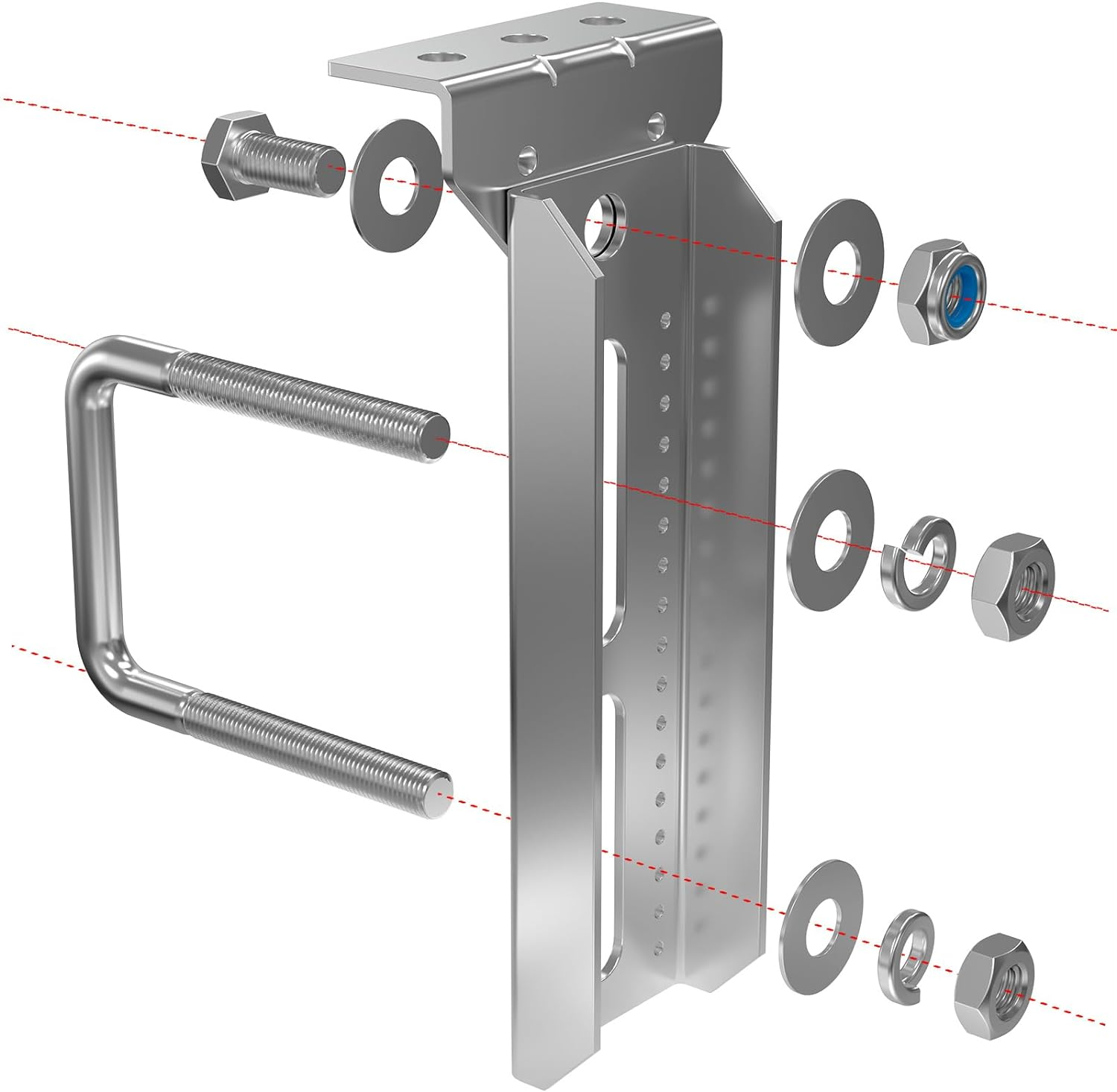 8 PCS 8" Galvanized Swivel Top Bunk Bracket Kit with Hardware for 3"X3"，2"X3",1.5"X3" Boat Trailer Crossmember, Boat Trailer Bunk Brackets & Square U-Bolts image number 3