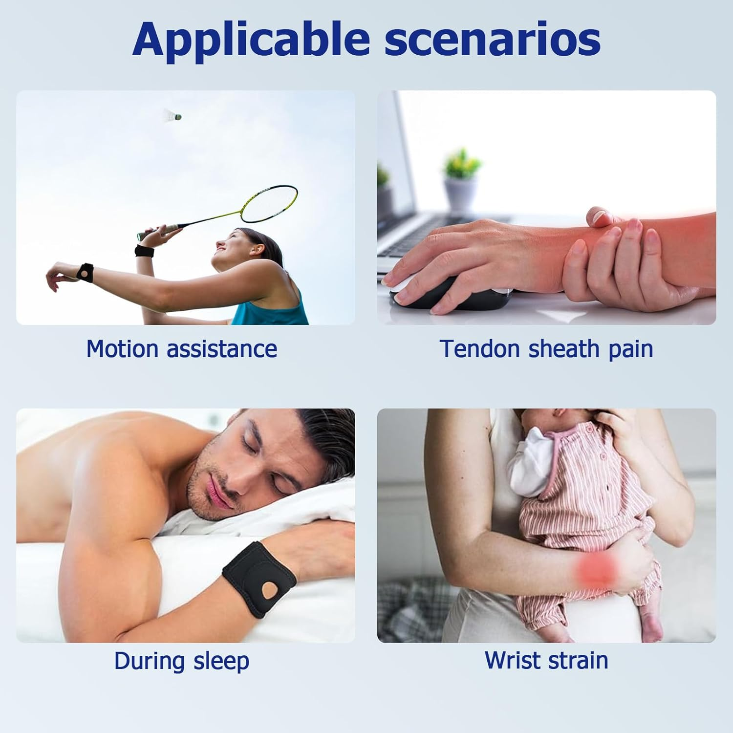 TFCC Wrist Brace Wrist Widget - Adjustable Flexible Wrist Straps with Holes, Hand & Wrist Support for Weight Bearing Strain Sport Pain Relief, Fits TFCC Tears, Left & Right Wrist Band (L/XL)