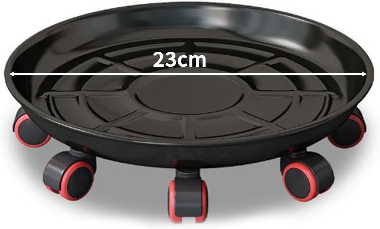 TOMVAES Metal Plant Caddy with Wheels,23Cm Rolling Plant Stand Heavy Duty Plant Dolly with Casters for Indoor and Outdoor Large Planter Casters Potted Plant Mover,Black image number 6