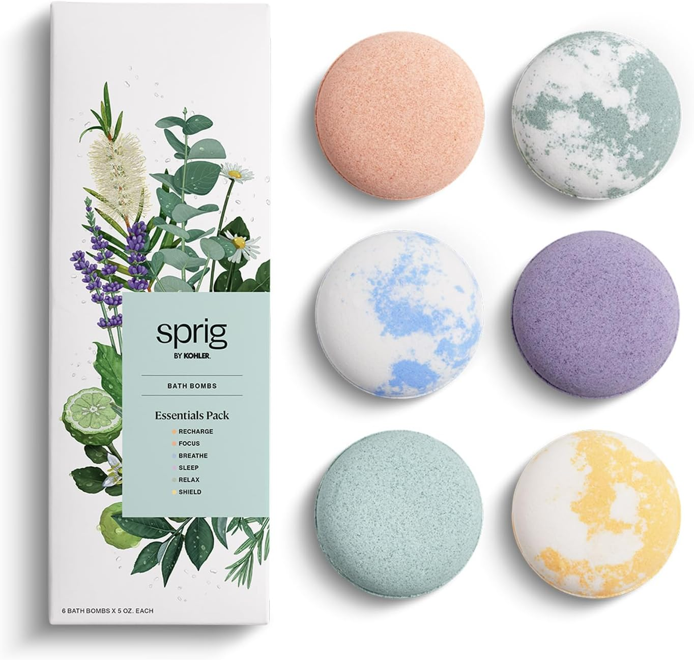 Kohler Sprig Bath Bomb Essentials Pack - Variety Pack (6 Count) - Bath Bombs image number 6
