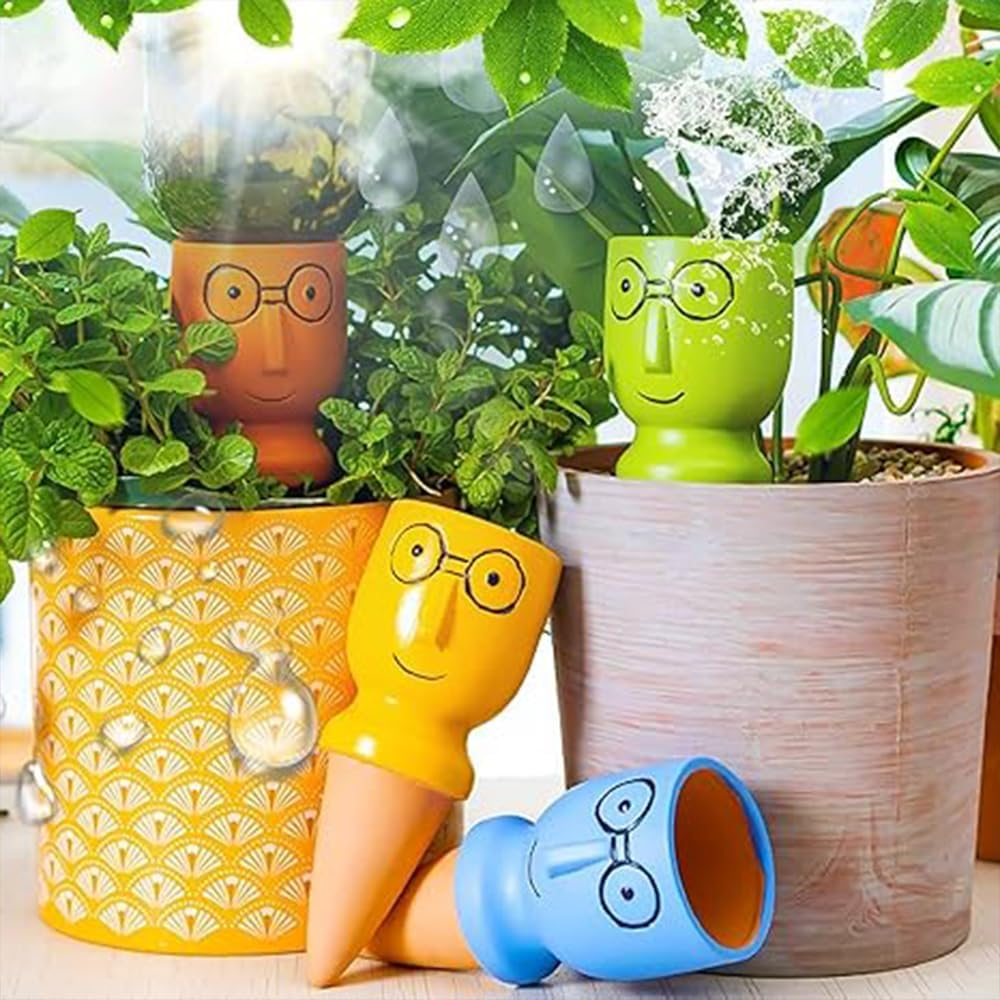 Terracotta Watering Spikes (4 Pack) &ndash; Self Watering Stakes for Indoor & Outdoor Plants &ndash; Automatic Slow Release Irrigation System for Vacation Plant Care(Cartoon) image number 6