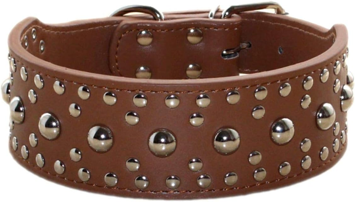 Haoyueer New Unisex Studded Leather Dog Collars Medium Large Dog Necklace for Pitbull Doberman Sizes M L(Red,M)