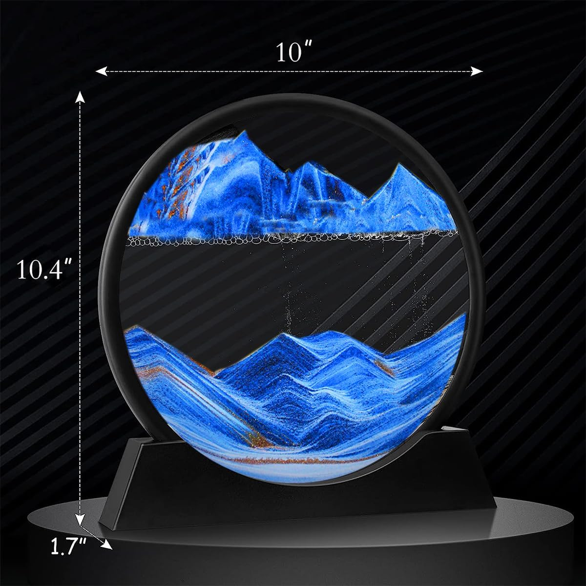 Sandbilder-Moving Sand Art Decor, Falling Sand Art Picture in Motion, 3D Deep Sea Sandscape, Flowing Sand Relaxing Toy, Rotating Sand Display for Desktop Office Home(Blue, 12") image number 5