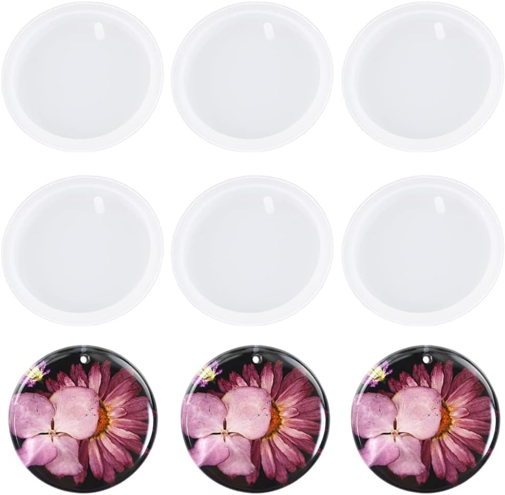 Weenkeey 6 Pcs round Keychain Silicone Moulds Epoxy Resin Mold round Shape Resin Casting Moulds for DIY Crafts Jewelry Pendant image number 6