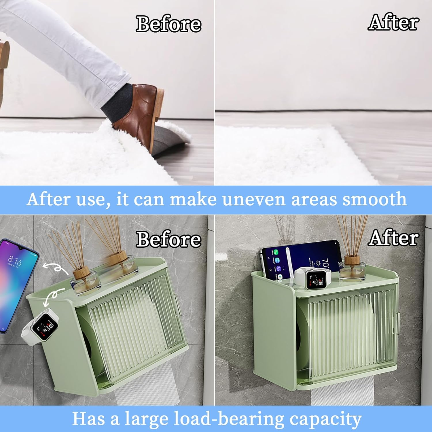 Double Sided Tape Heavy Duty 65Ft, High Tack Strong Wall Adhesive Tape with Fiberglass Mesh, Removable Sticky Double Sided Mounting Type for Rugs, Carpets, Pictures and Art Crafts (2Inch X 65Ft) image number 6