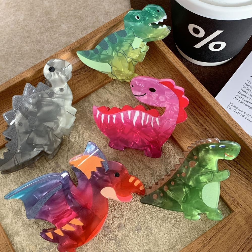 3 PACK Dinosaur Hair Clip, Acrylic Acetate Hair Clip, Y2K Accessories Cute Small Hair Clips for Thick Hair for Women Girls(Style 2) image number 2
