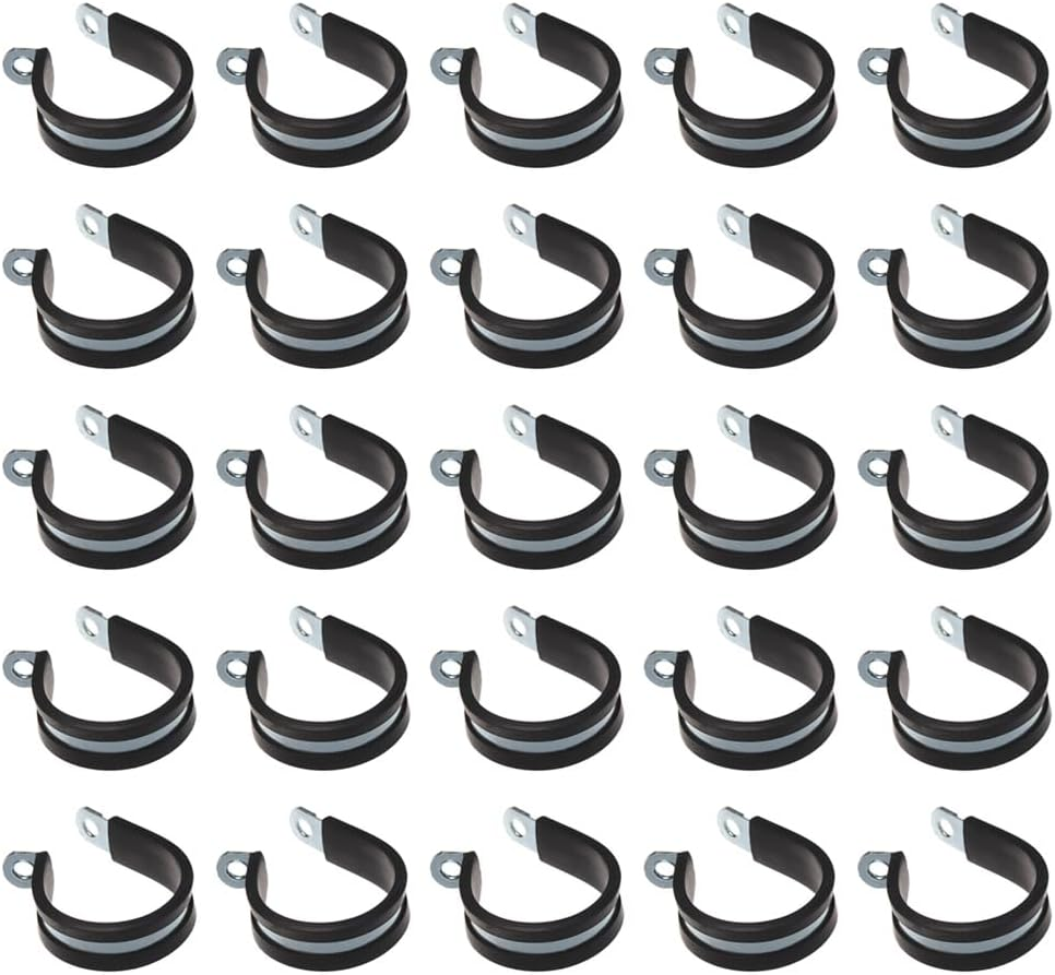 25Pcs 6Mm Rubber Cushioned Cable Clamps 304 Stainless Steel Hose Clips Pipe Holder Fastener for Securing Wire Cord, Tube image number 5
