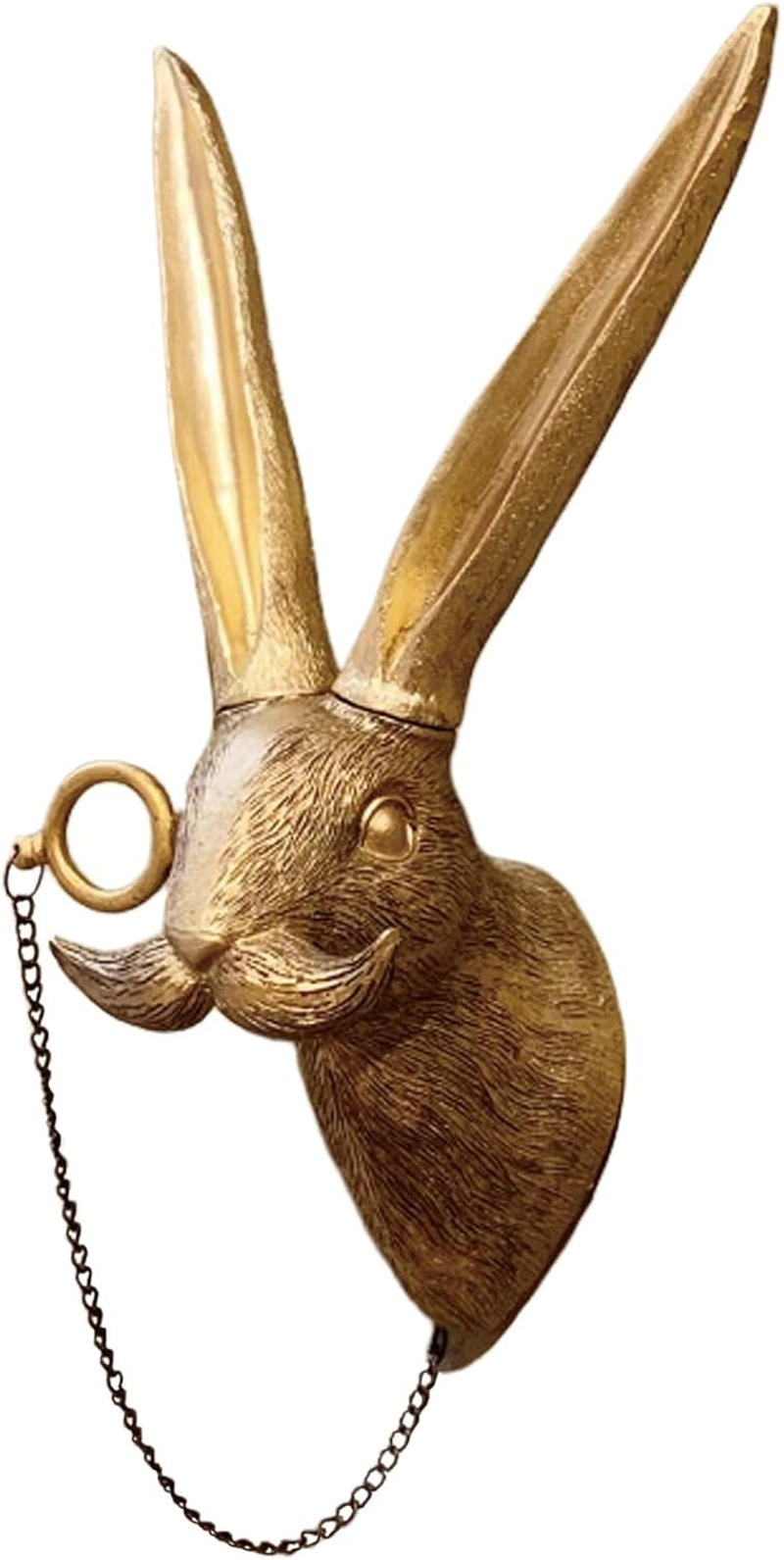 Animal Heads Wall Decor, Faux Deer Head Mount, Animal Sculptures Wall Decor, Resin Animal Head Wall Hanging Decoration for Living Room Bedroom Kitchen Gift,Rabbit - Bear image number 7