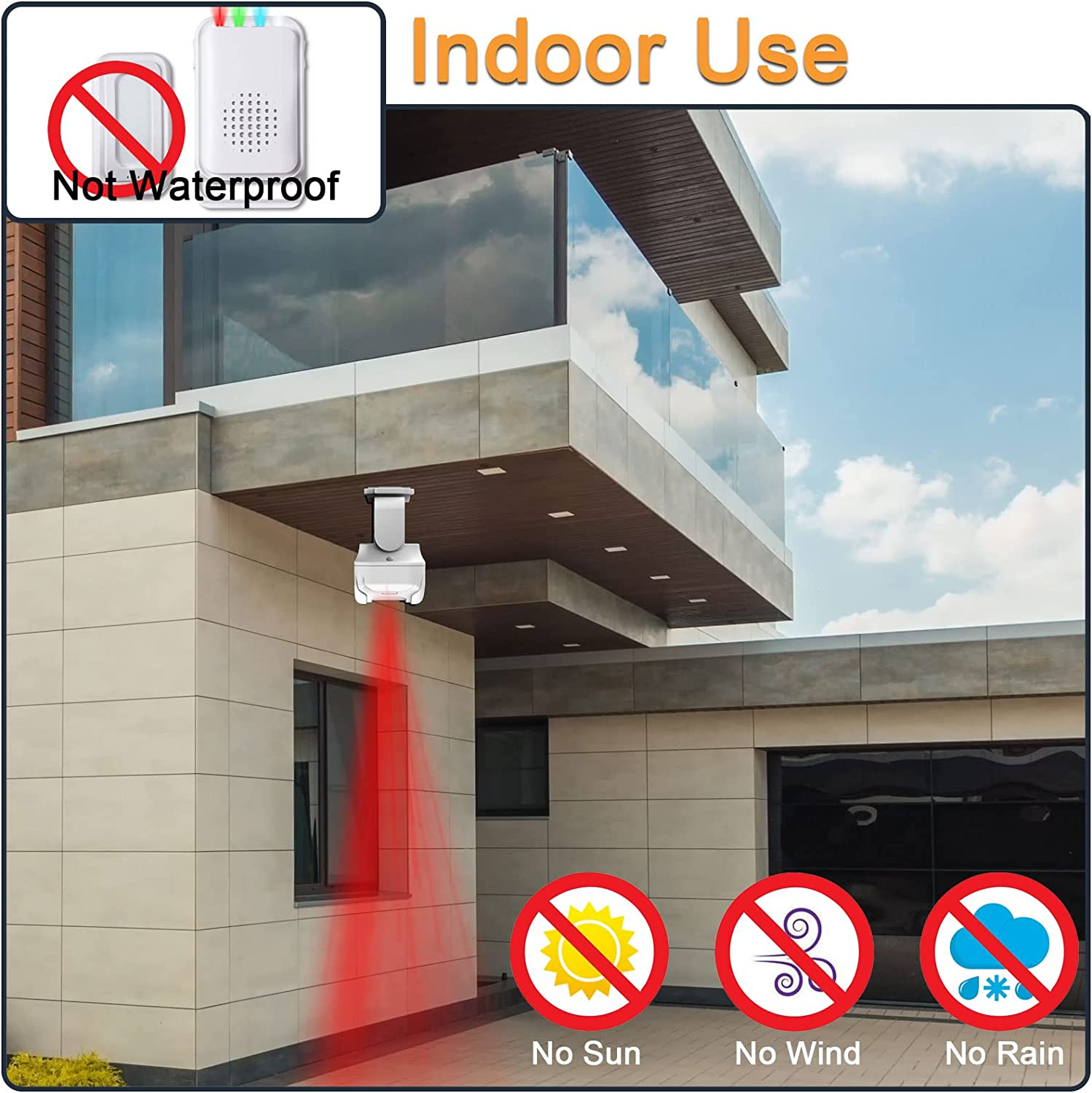 Honeteek Door Chime, Door Chime for Business Store Entry Alert, Wireless Doorbell with 918 FT Range for Home Elderly, Door Alarms When Opened for Home Door LED Indicators (2 Sensor & 1 Receiver)