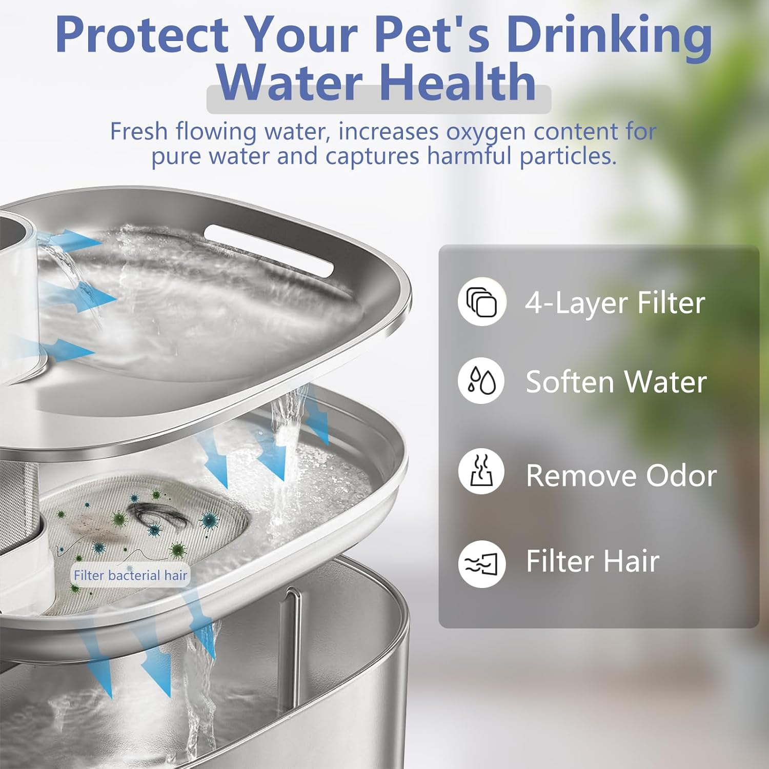 Rigidstone YPD-C004 Cat Fountain Filter for 4 L Drinking Fountain, 12 Filter Drinking Fountain Cats & 12 Pre-Filtered Sponges and 12 Sponges for Water Pump for Cats Water Fountain YPD-C004 4L