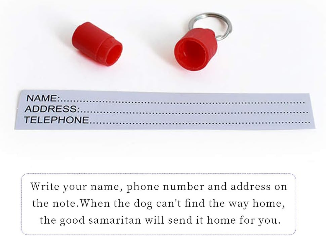Pet ID Tags for Cat Small Dog Puppy ID Tag Capsule Shape, Quiet No Noise Waterproof Dog ID Bullet No Public Your Info, Address Name Label Tube Prevent Pet Lost (Multi-Colored,Plastic,6Pcs) image number 5