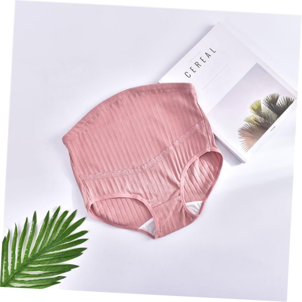3Pcs Cotton Maternity Panties High Waist Adjustable Splice Stomach Lift Nursing Underwear for Pregnant Women Comfortable Breathable Soft Fabric in Pale Skin Red Green image number 5