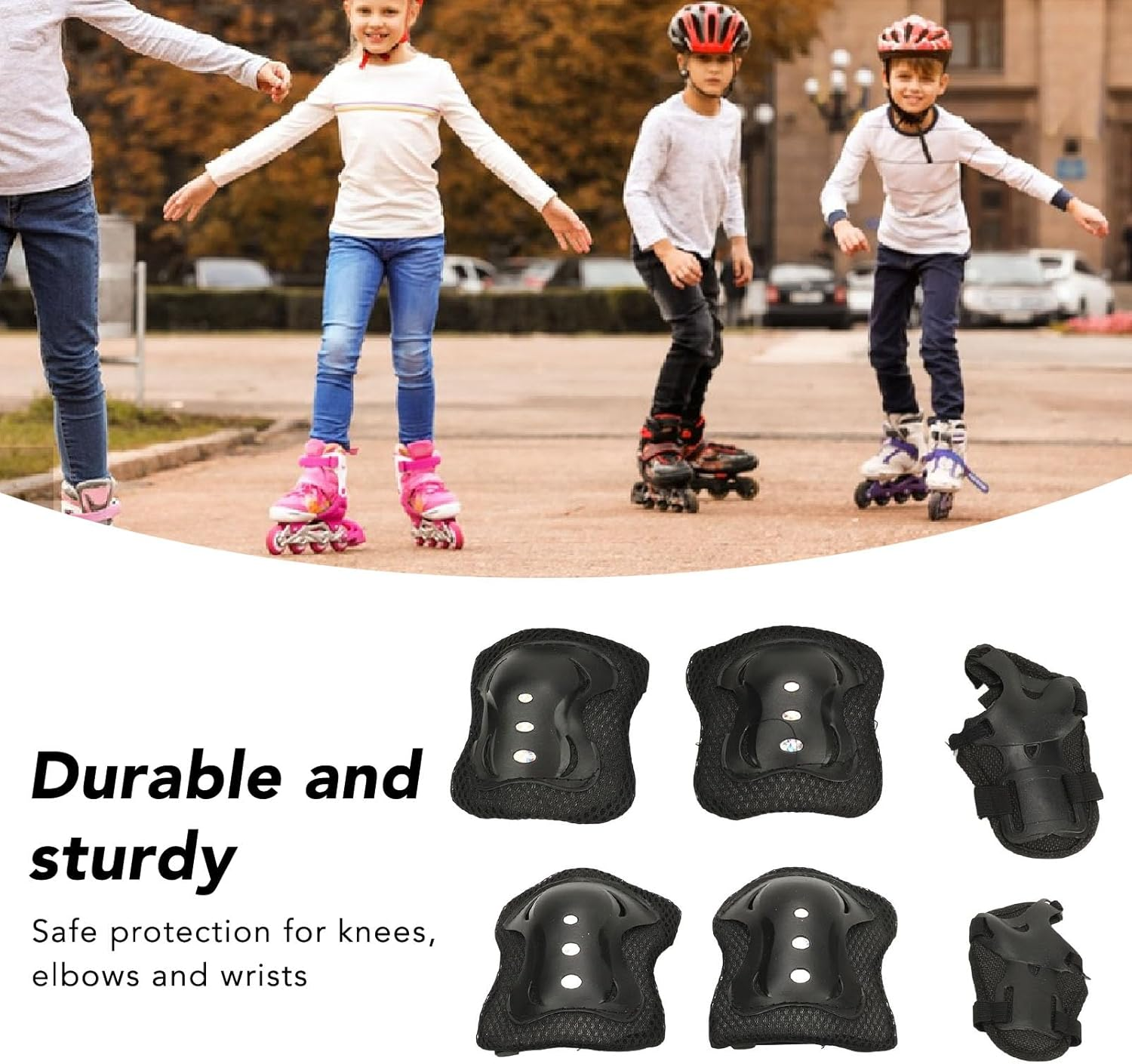Children'S Protective Gear, Soft Sponge 6 Piece Skating Knee Elbow Pads for Kids, Multifunctional for Scooter Riding