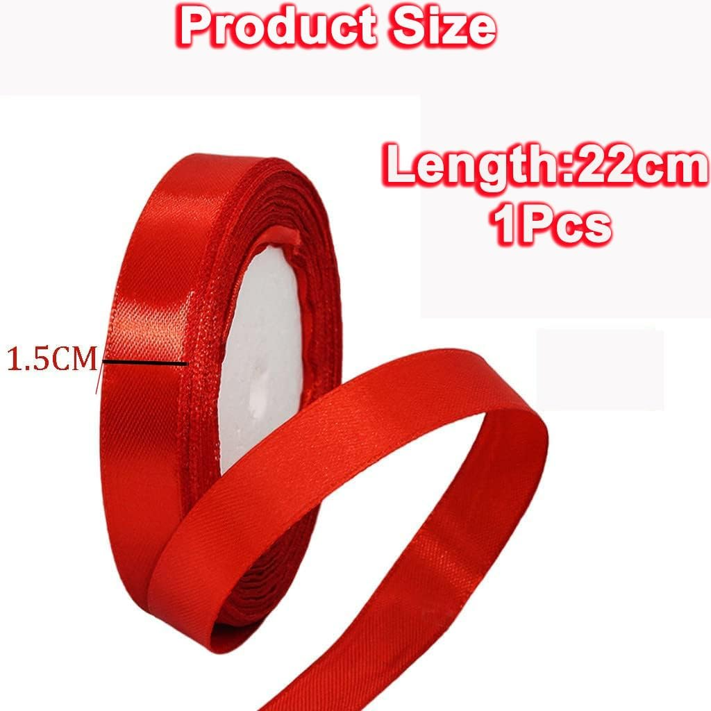 Ribbon for Gift Wrapping Satin Ribbon for Hair Crafting Thin Silk Fabric 25 Yard Sruban Decoratif Ribbon for Crafts Gift Valentine Ribbons (Red, 1.5Cm) image number 4
