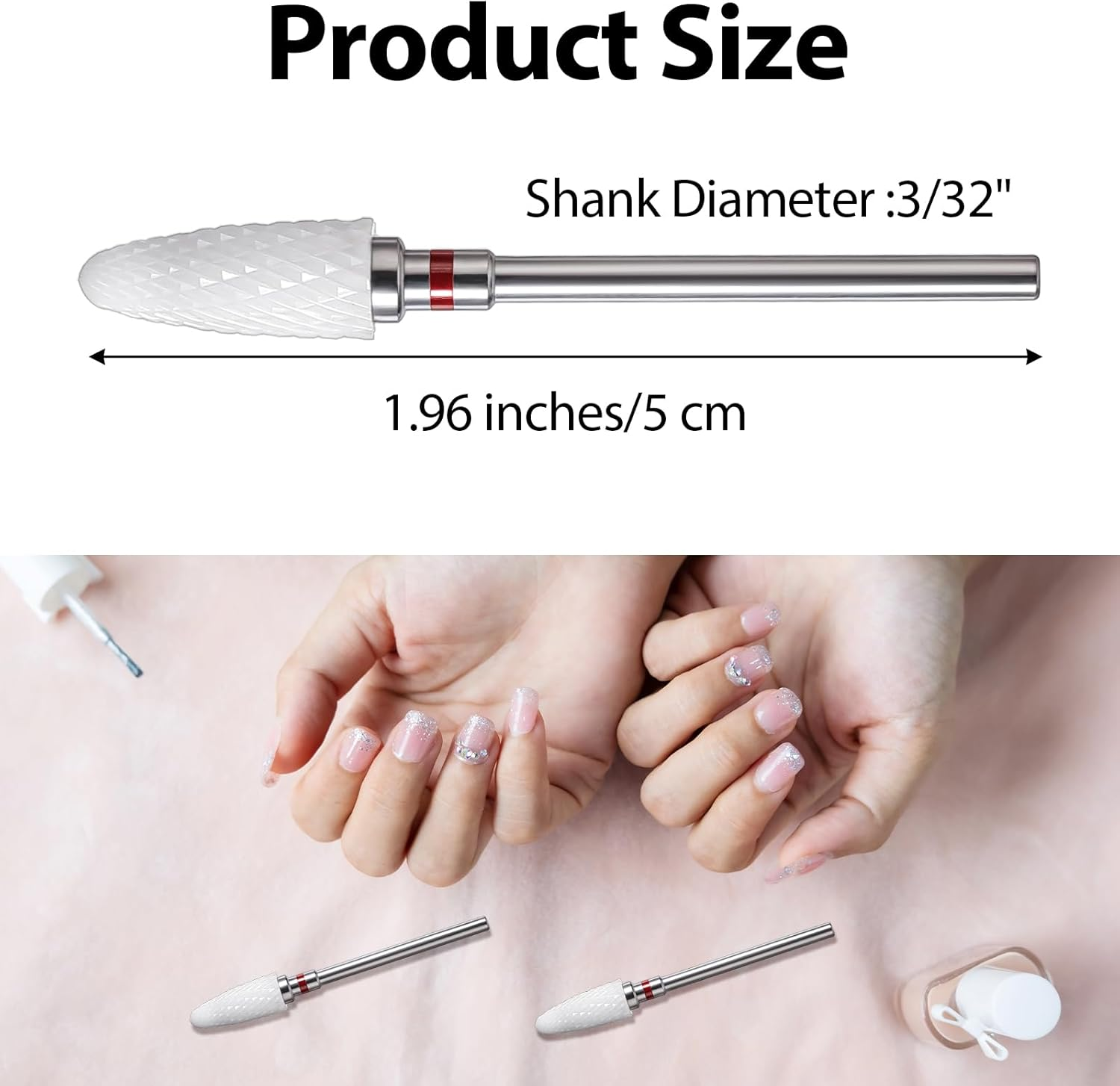 Heclia Set of 3 Nail Drill Bits Cutter Bit for Gel Nails Ceramic Nail Drill Set in Corn Shape 3/32 Inch Carbide Removal Tool Tungsten Professional Cone Nail File Quick Cuticle Cleaner image number 4