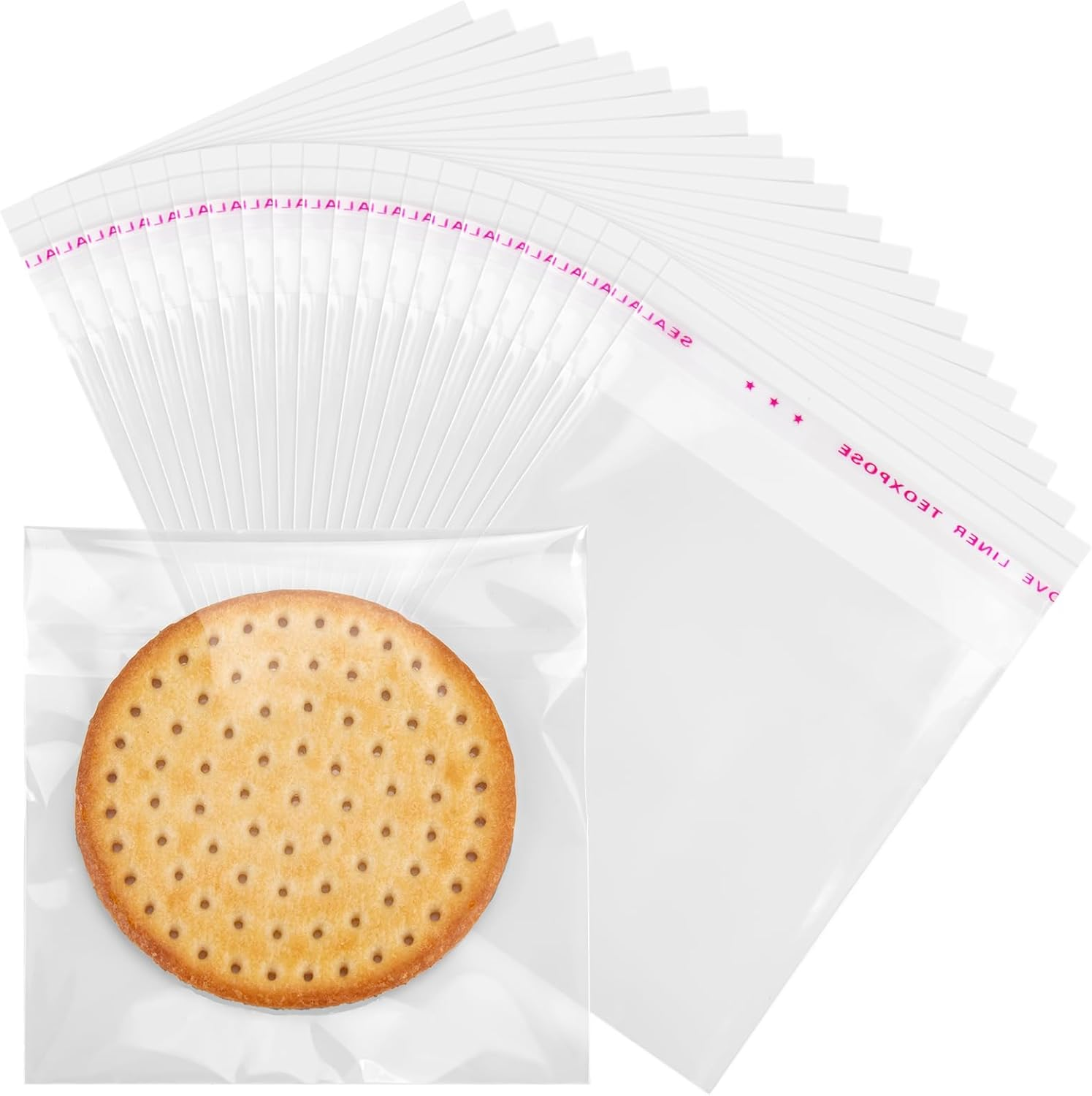 Aubeco 240Pcs Small Cellophane Bags 2X3, Clear Bags, Self Sealing Cookie Bags, Resealable Individual Treat Bags for Packaging Cookies, Candy, Gifts image number 1