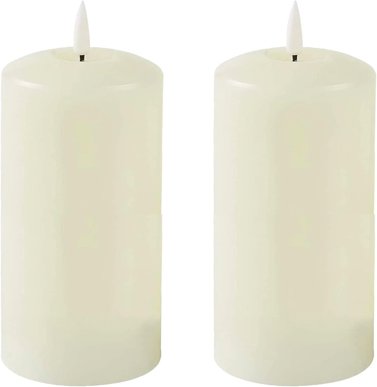 Set of 2 LED Grey Wax Pillar Candles - 3 Size Options - 13.5Cm image number 2