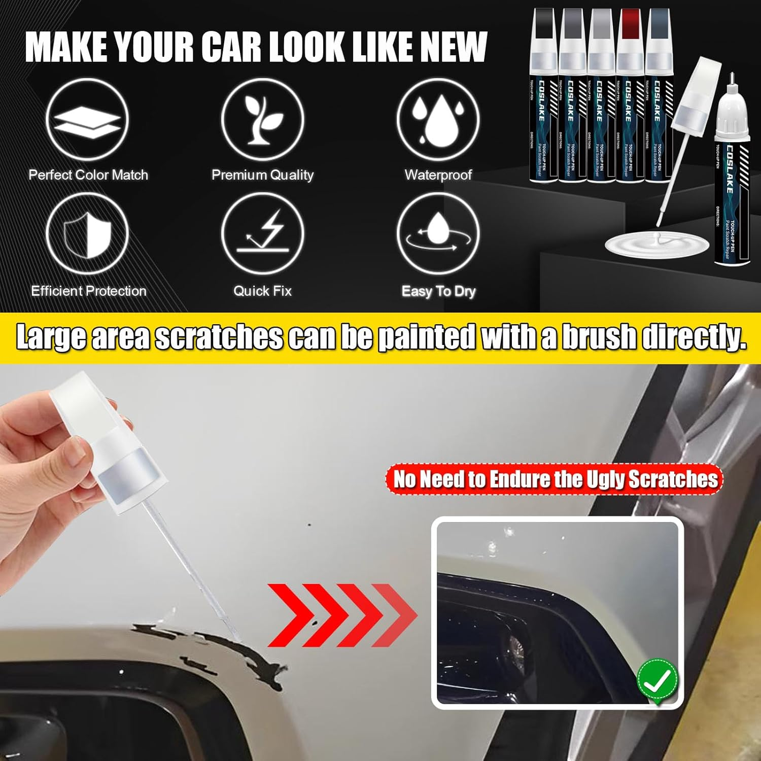 Car Touch up Paint(Ostuni Pearl White(2454/1Ej/Ncz)) for Landrover, Car Paint Scratch Repair Kit, Quick & Easy Solution to Repair, 2 in 1 Scratch Remover Pen with 2PCS Disposable Micro image number 2