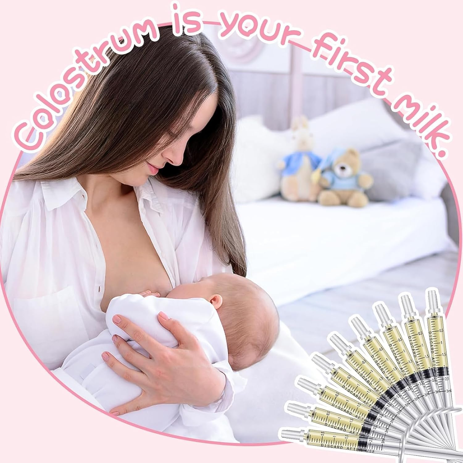 Weidllys 50 Sets 3Ml Colostrum Syringes with Caps, Colostrum Collector Kit Include 50Pcs 3Ml Sterile Syringes for Colostrum, 1 Measuring Cup, 5 Storage Bags, 50 Labels image number 4