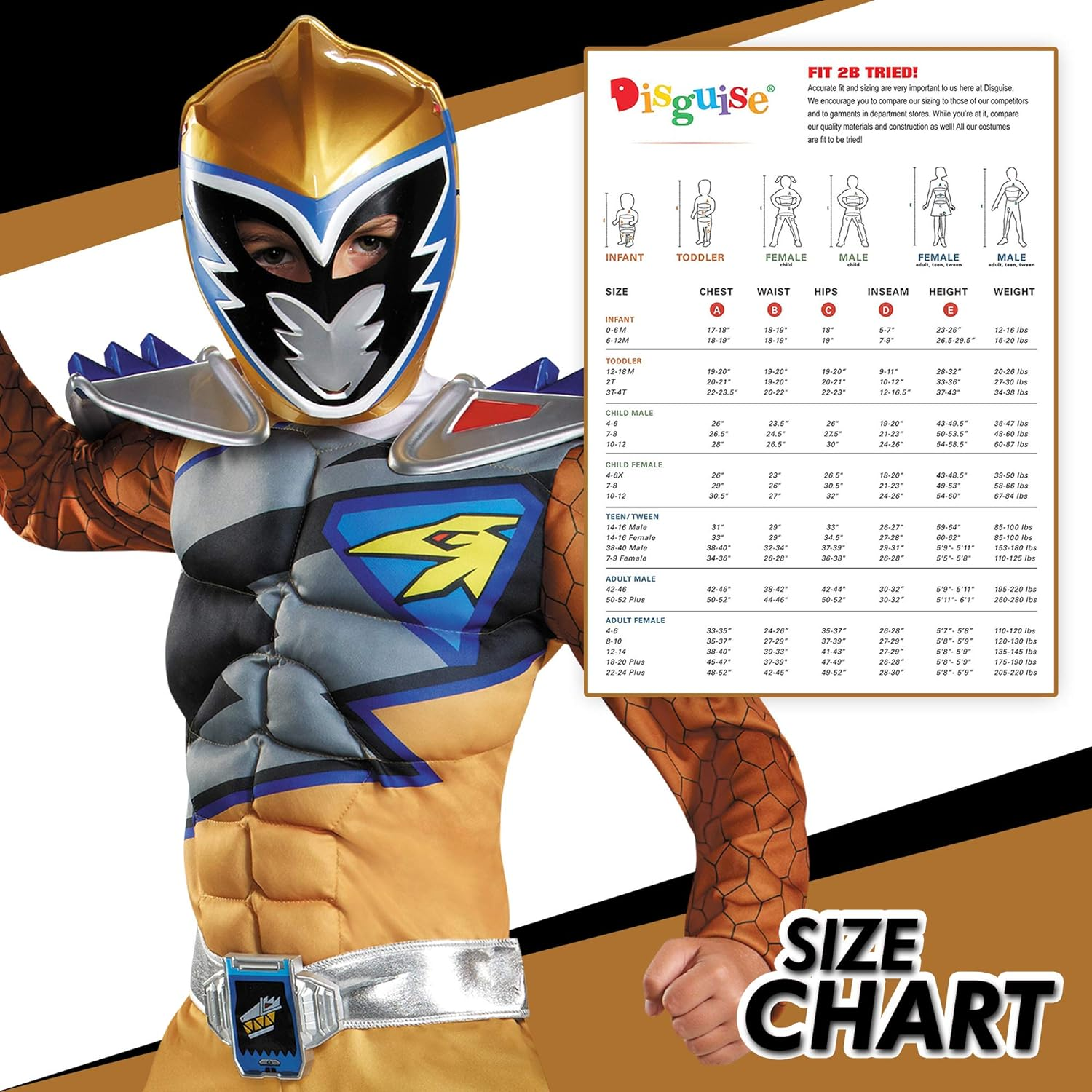 Power Rangers Dino Charge Gold Classic Muscle Child Costume image number 5