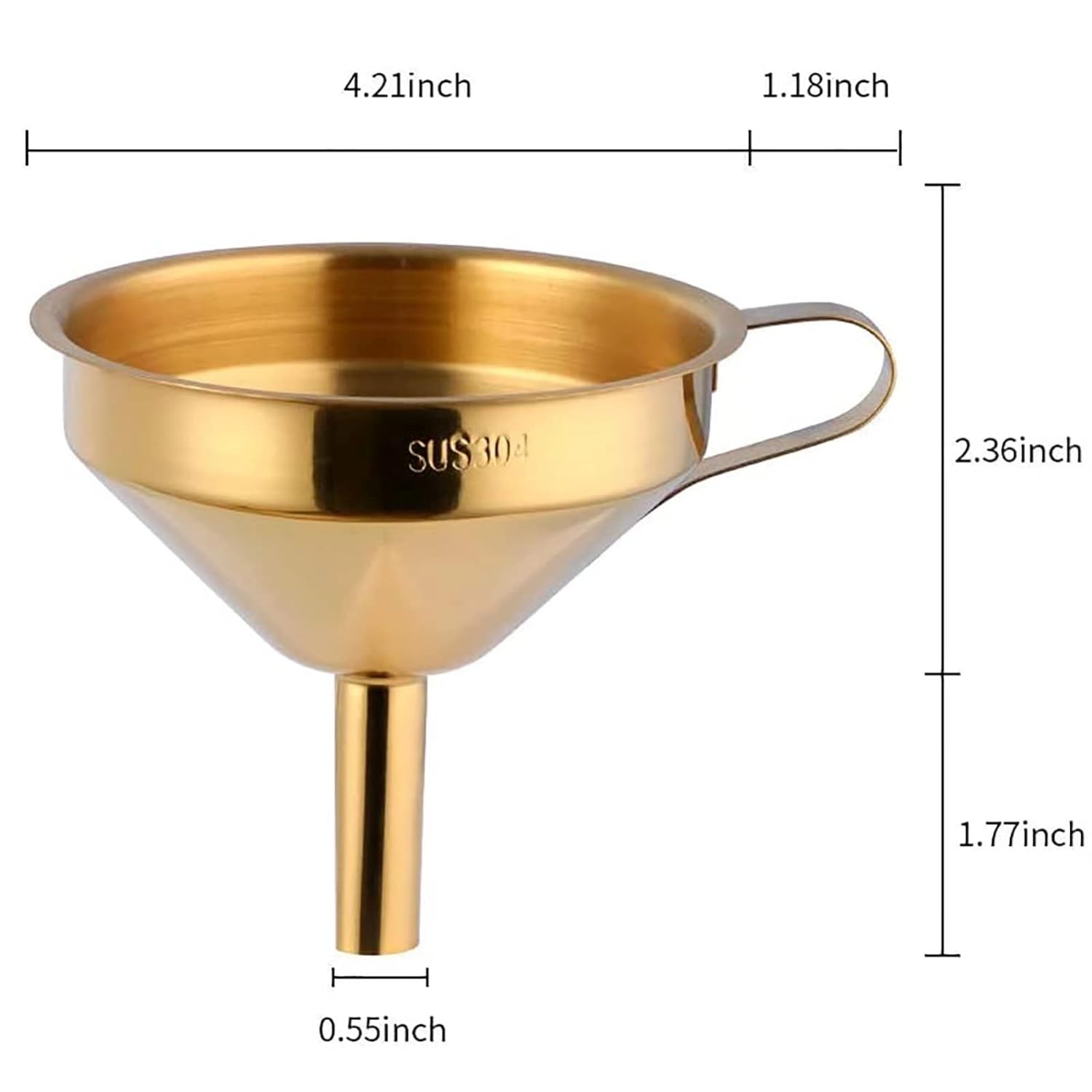Stainless Steel Funnel Set Gold Kitchen Funnel Small Home Funnel 5 Inch Food Grade Metal Funnel with 2 Pcs Detachable Filter and 1 Pcs Cleaning Brush Perfect for Transfer Liquids and Powders -Gold image number 4