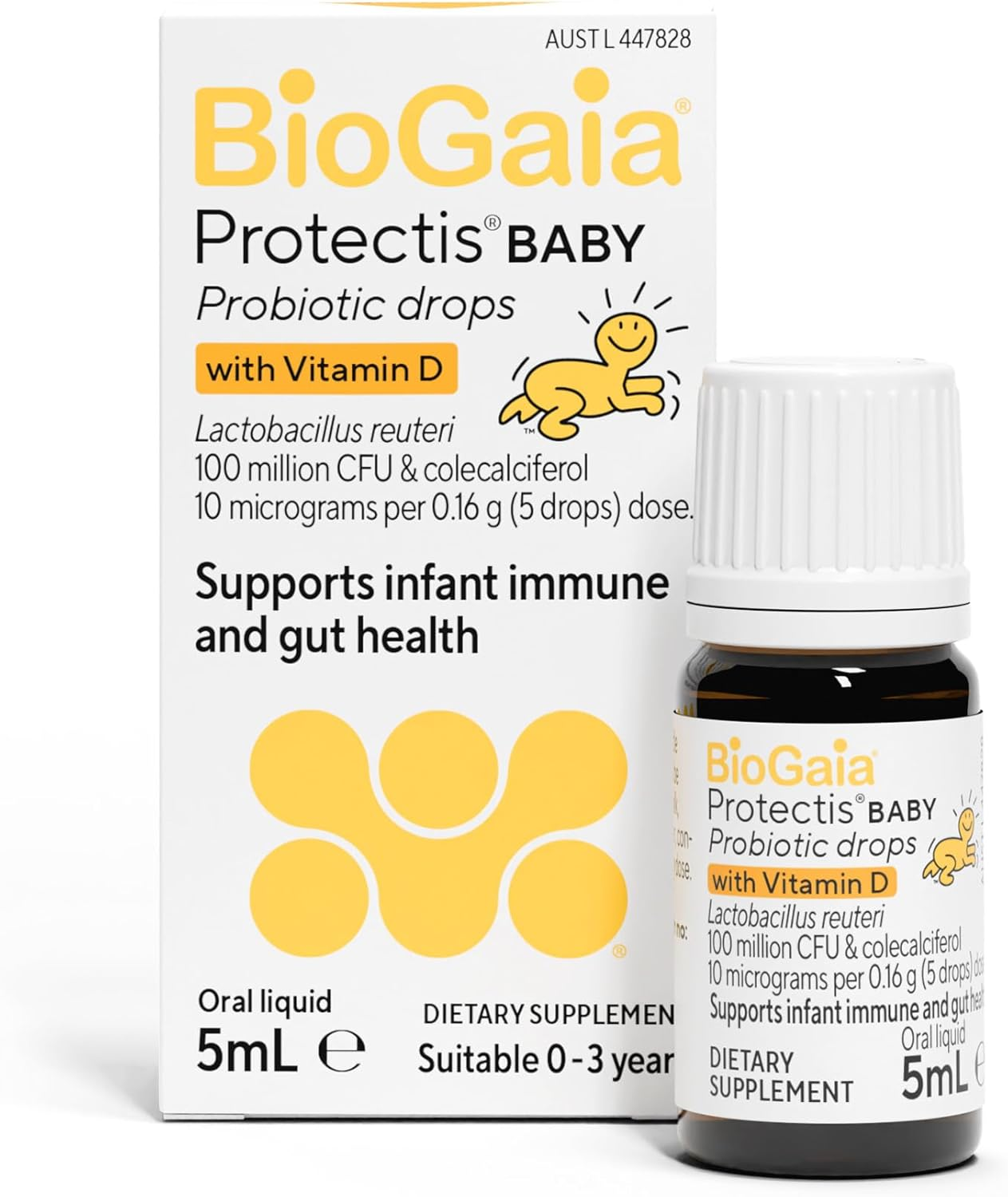 Biogaia Protectis Baby Drops with Vitamin D, 100 Million Live L. Reuteri, Probiotic Supplement for Newborns, Babies & Infants, for Immune and Digestive Support, Helps Relieve Tummy Discomfort image number 3