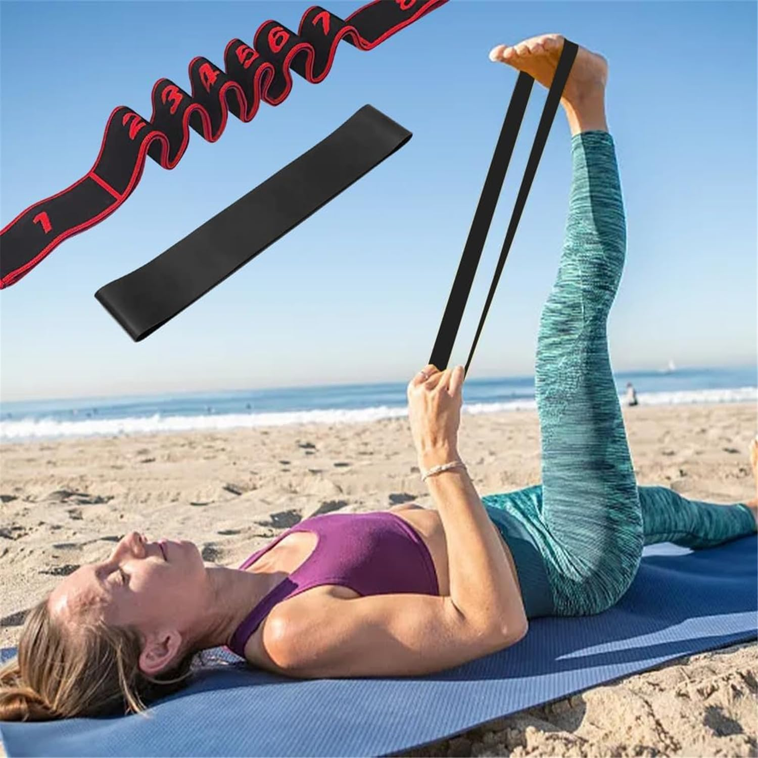 Yoga Bands Elastic Fitness 8-Section Segmented Stretching Digital Dance Back and Shoulder Suitable for Latin Pilates Strength Training Exercises Full-Body Workout Muscle Joint Mobility Enhancement