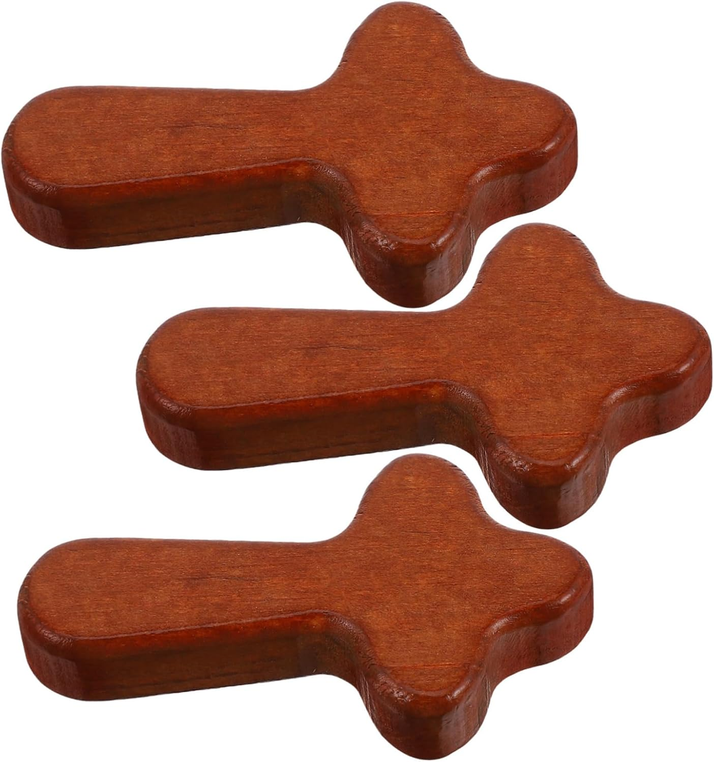 NOLITOY 3Pcs Hand Held Cross Portable Pine Wood Prayer Crosses for Religious Events Comfortable for Church Baptisms Christmas Home Decoration image number 3