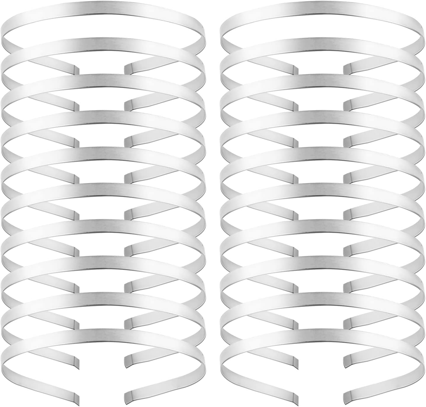 20 Pack Bulk 7 MM Thin Silver Black Plain Blank Hard Wire Metal Headbands Base Hair Bands Clasps Tiara DIY Crafting Accessories for Women