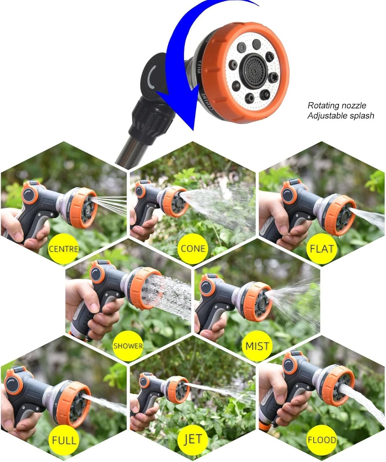 Watering Wand Heavy Duty, Garden Hose Wand with 8 Spray Patterns, 18.5Inch Sprayer Wand, Long Hose Nozzle Sprayer for Hanging Baskets, Shrubs, Garden, Lawn, Car Washing image number 1