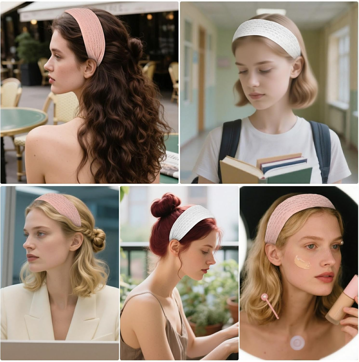 Srotmirw Women'S Wide Headbands, Pack of 2 Alice Bands in White and Pink for Women and Girls in Everyday Use image number 1