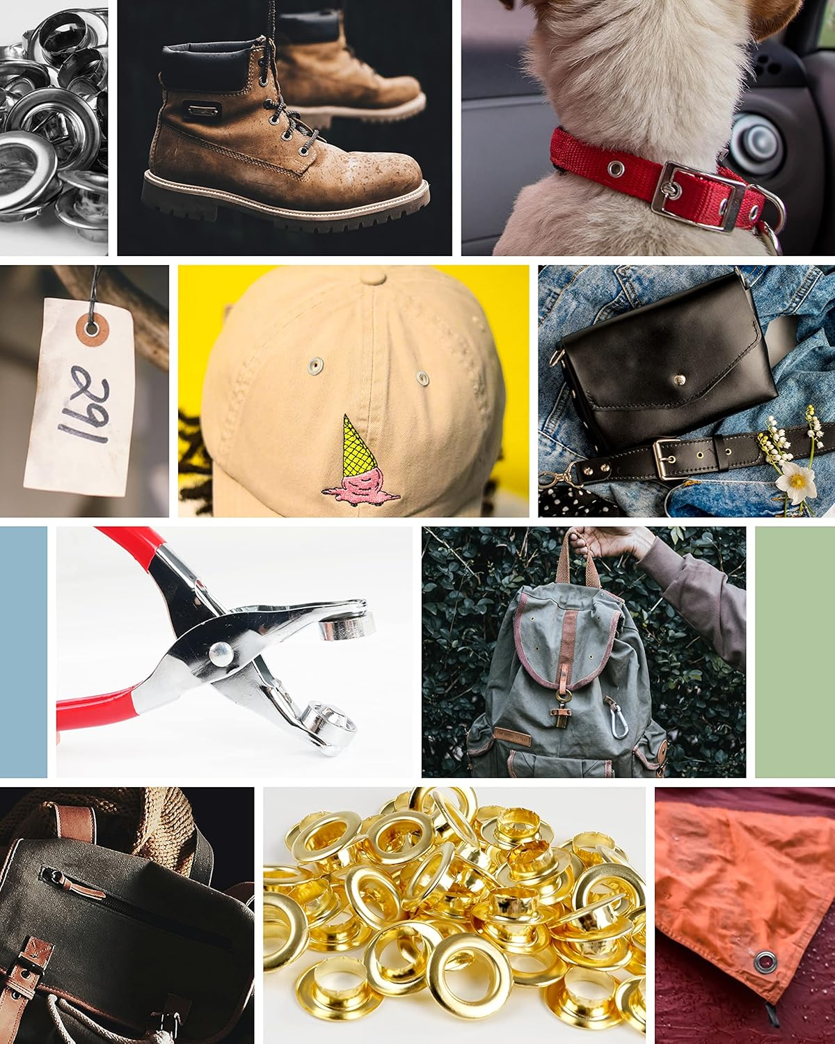 150Pcs 1/2 Inch Grommet Tool Kit, Grommet Kit, Eyelet Kit with Leather Hole Punch Pliers, 150 Metal Eyelets and Grommets in Gold and Silver for Leather, Shoes, Fabric, Belts image number 1