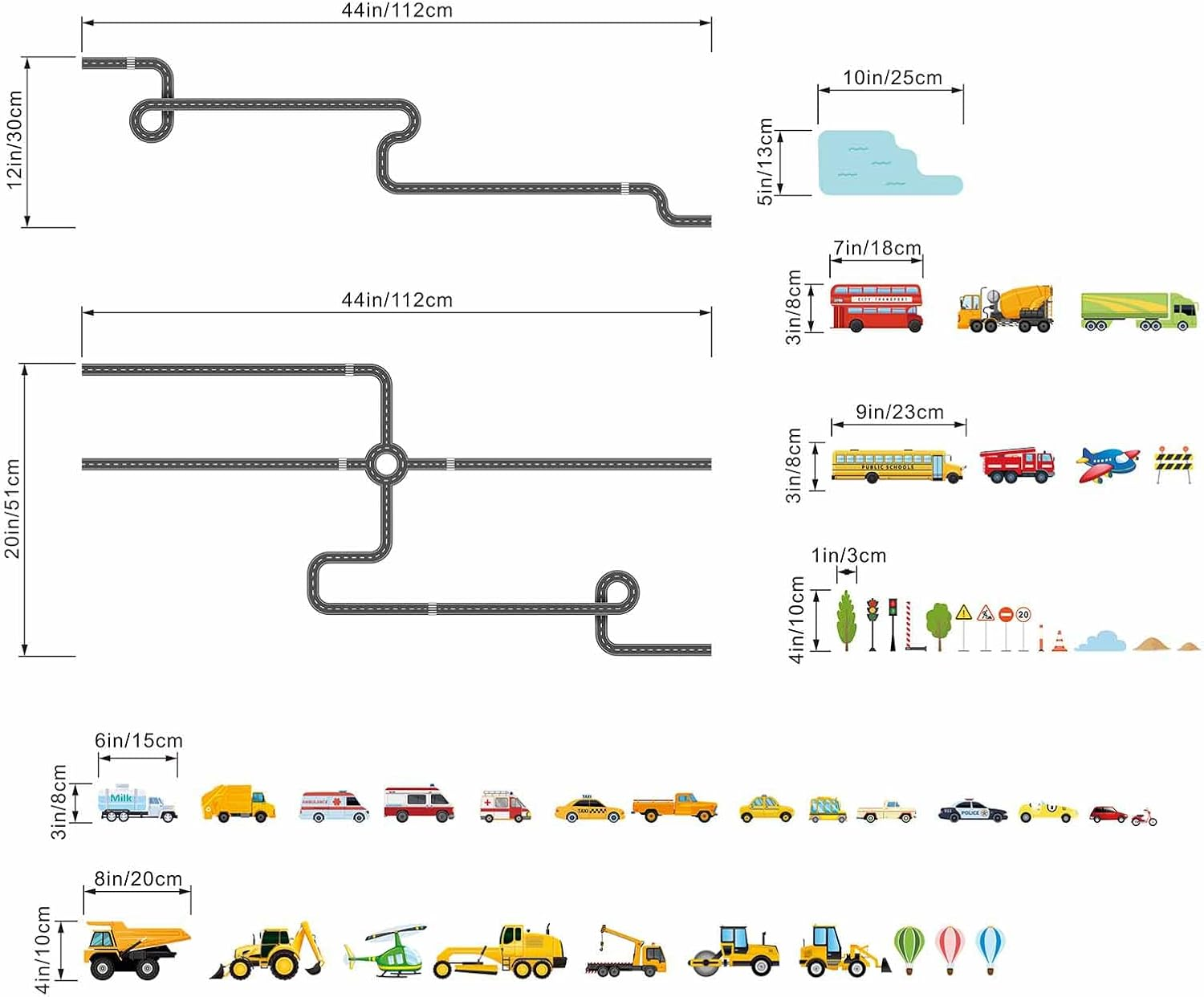 Large Construction Vehicles Car Wall Stickers - Trucks Excavator Tractor Wall Decals - Kids Boys Bedroom Playroom Daycare Wall Decor image number 4