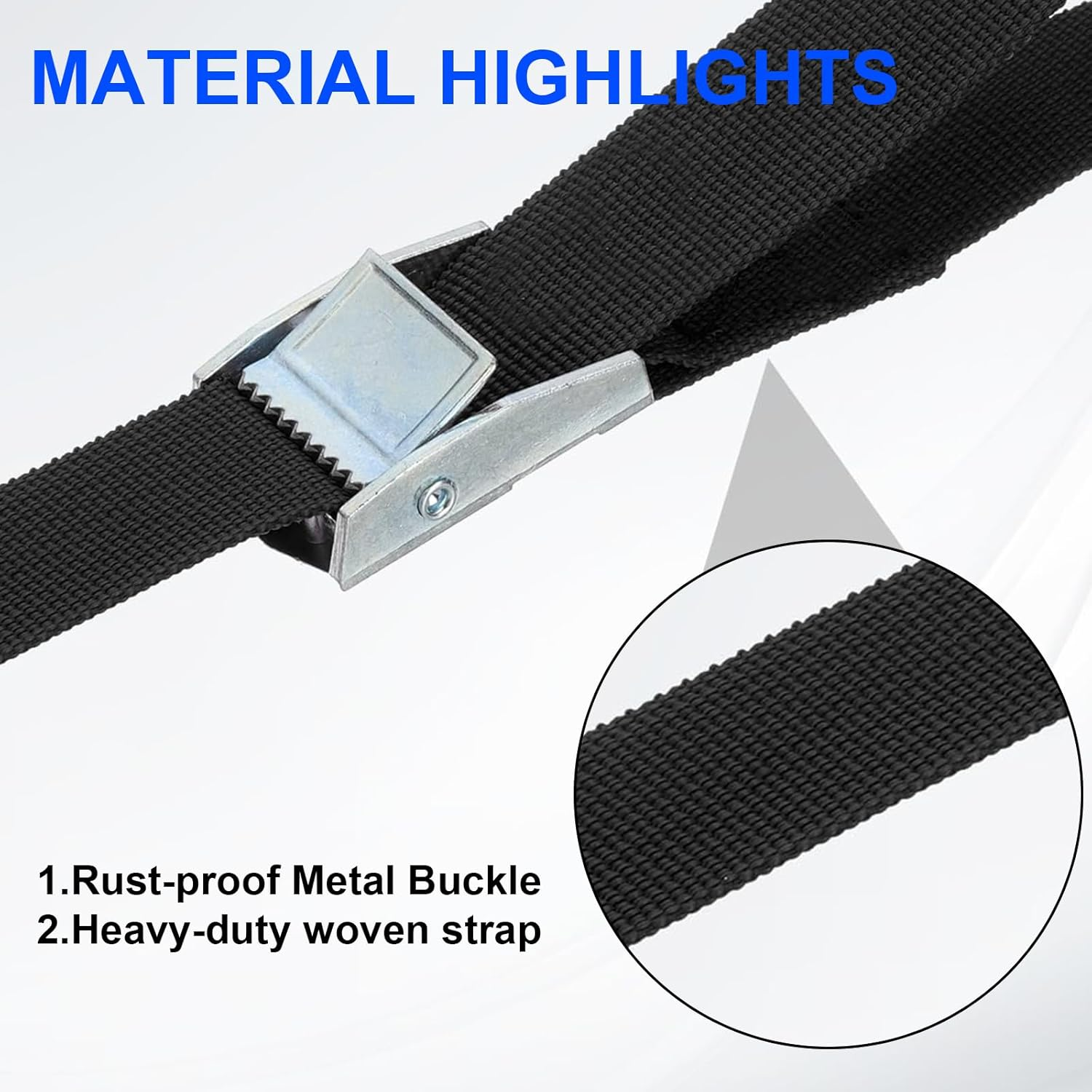 Lashing Straps, 2PCS Tie down Straps, 2.5Cm X 3 M Adjustable Cam Buckle Straps, Heavy Duty Secure Straps up to 260Lbs for Motorcycle, Cargo, Trucks,Trailer,Luggage image number 1