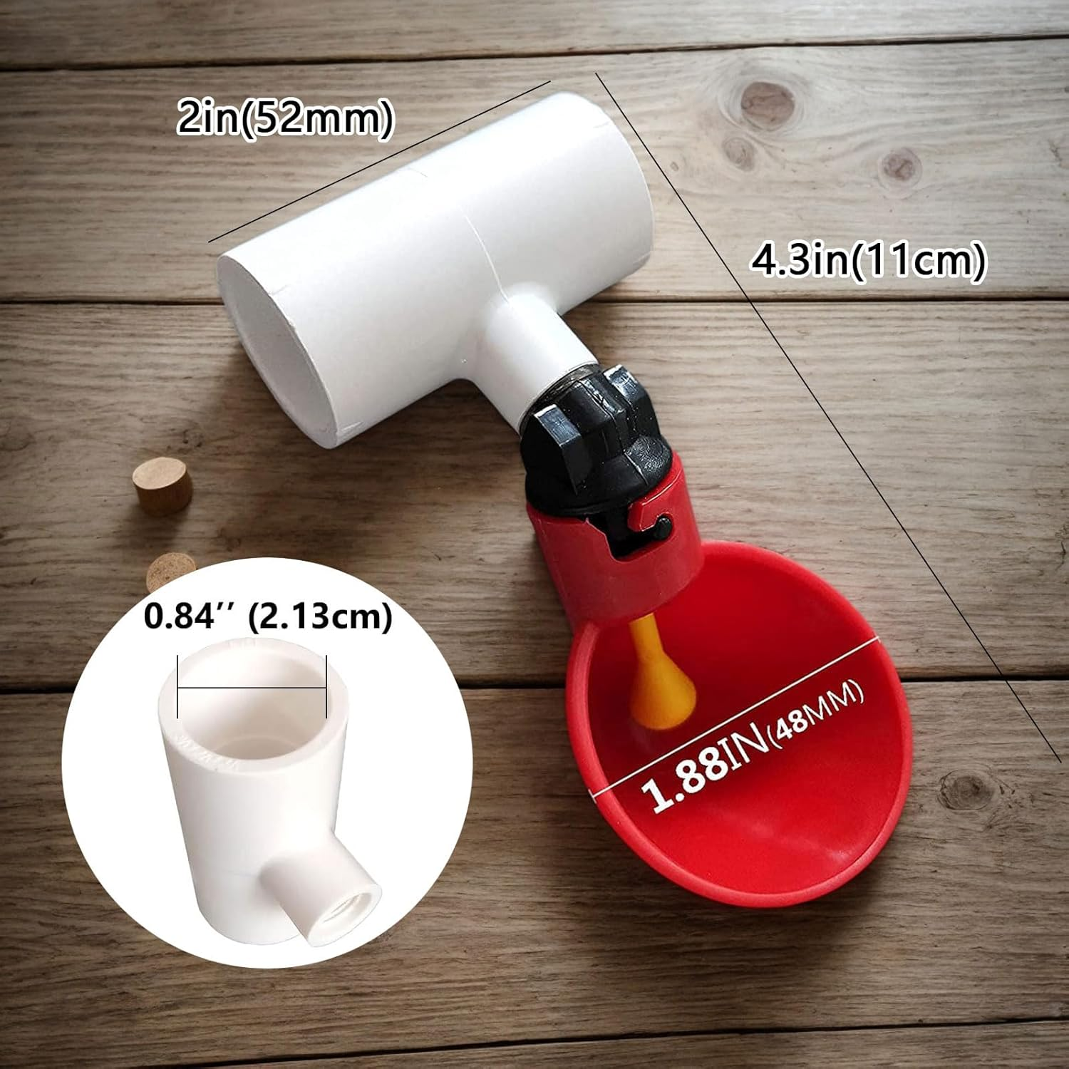 6-Pack Automatic Poultry Waterer Cups with PVC Fittings, Universal Drinking System for Coops & Cages image number 1