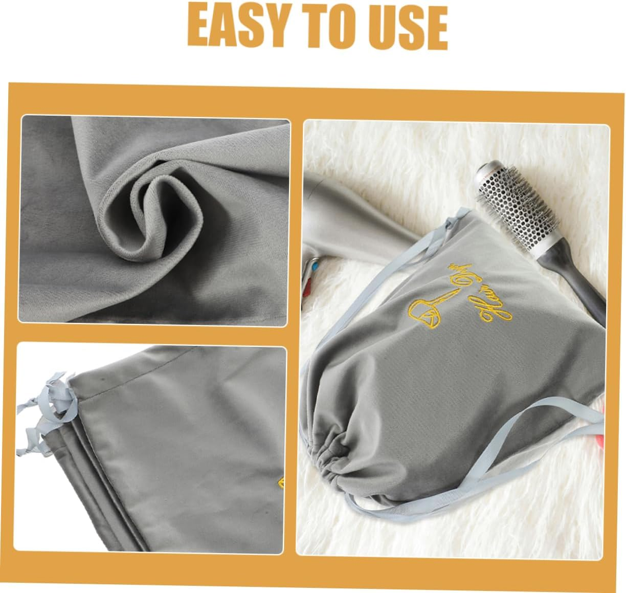 WOONEKY 2Pcs Hair Dryer Storage Bags Travel Cosmetic Bag Drawstring Hair Blower Pouch image number 4