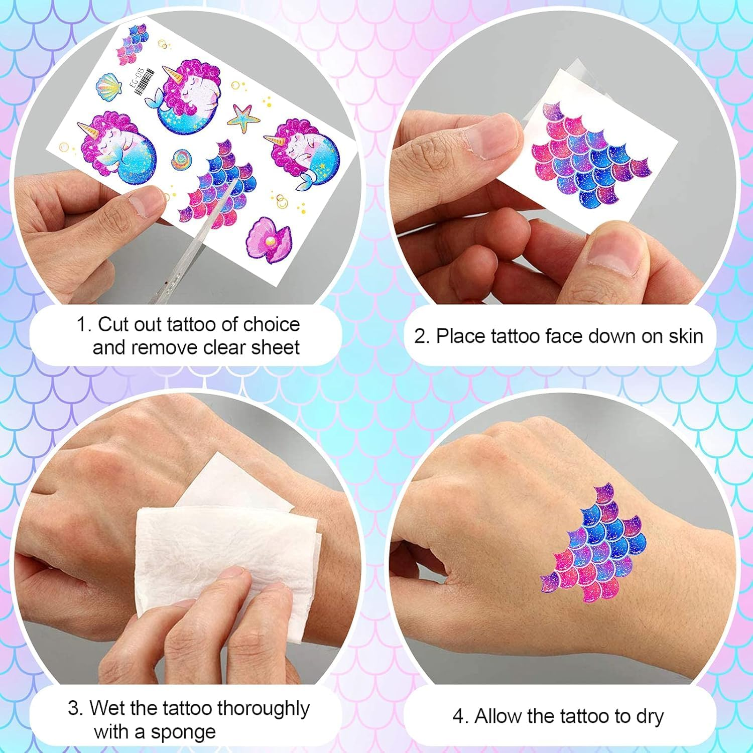 Taicols Glitter Temporary Tattoo for Girls, 24 Pcs Sheets Butterfly Mermaid Fairy Flowers Tattoo Stickers for Kids, Waterproof Fake Tattoos for Birthday Party Favors Goodie Bags Stuffers Party Fillers
