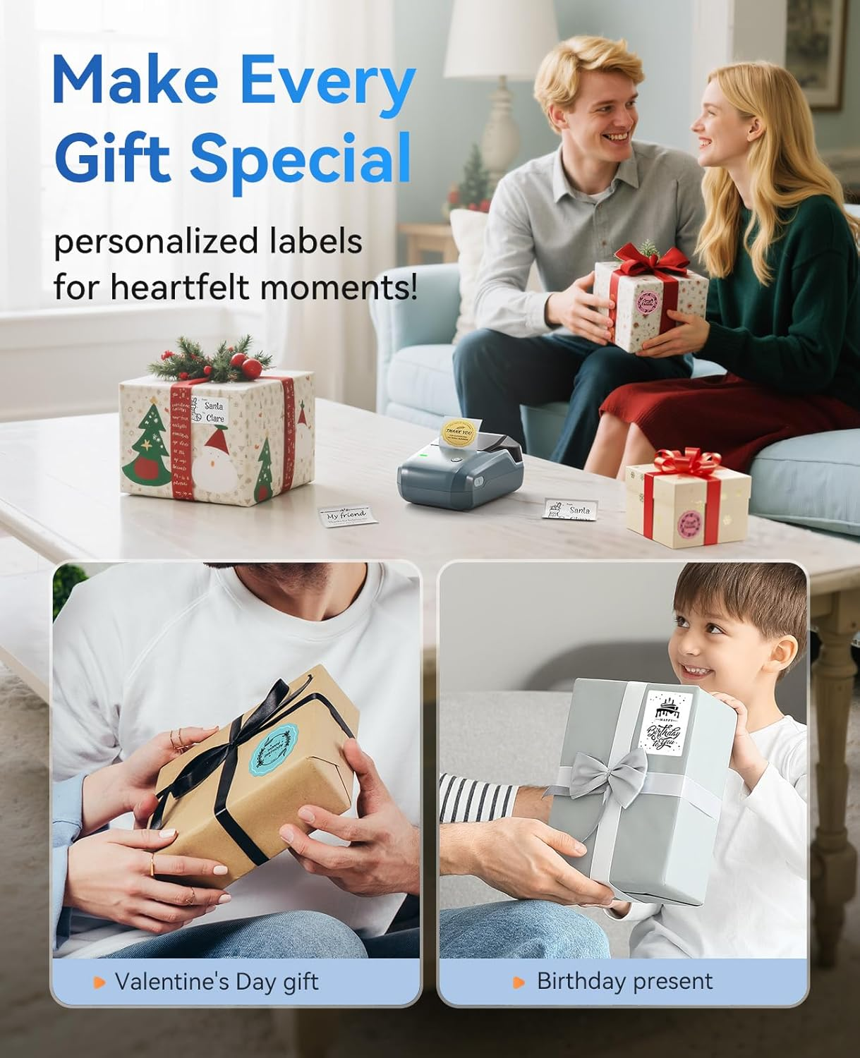 NIIMBOT B1 Label Maker, Portable Thermal Label Printer, Mini Label Maker Machine with Tape, Bluetooth Small Sticker Printer with Auto Identification, Labelling Machine for Office, Home, Business