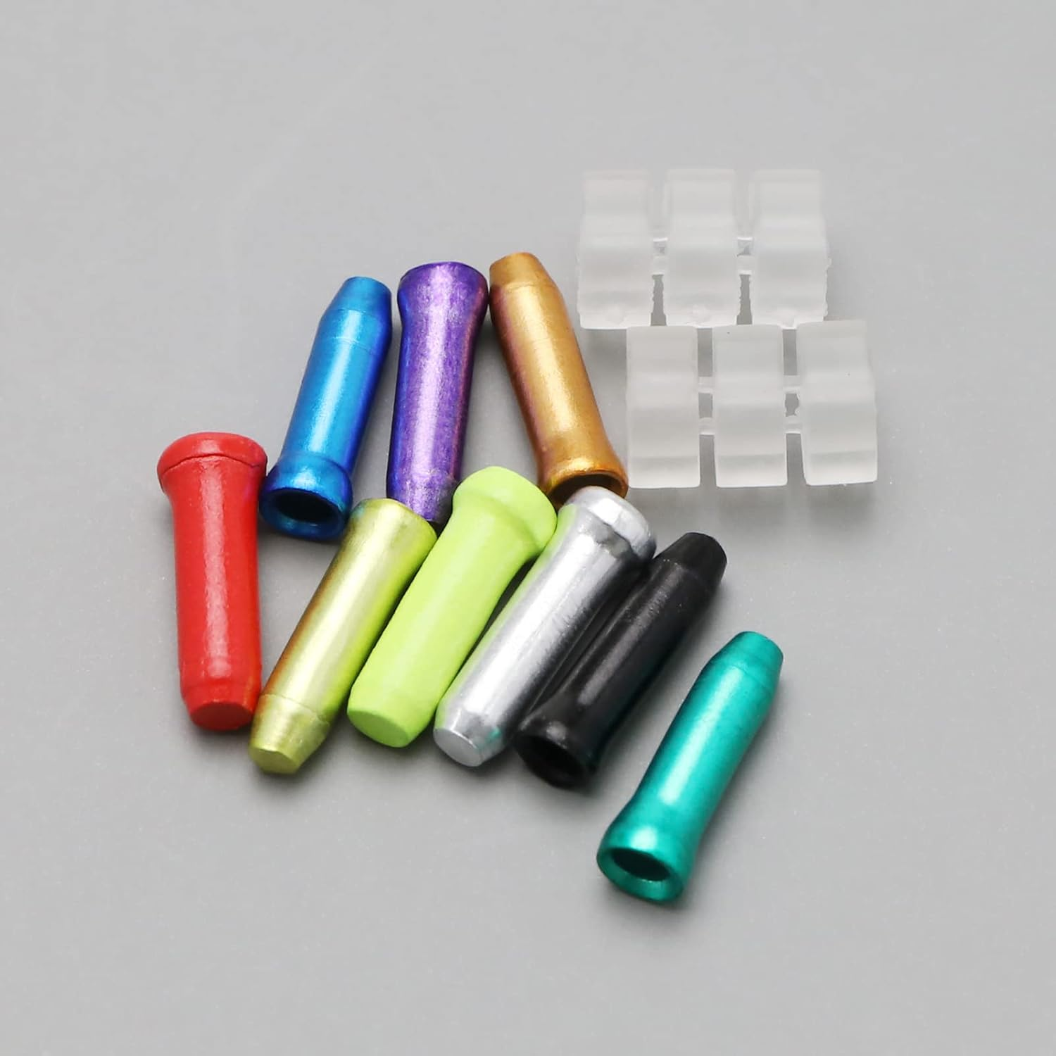 Ecsing 100Pcs Bike Cable End Caps Replacement Cable Crimp Terminals Aluminium Alloy Bike Cable End Crimps with O Rings Accessories for Mountain Bikes Road Bikes Folding Bikes