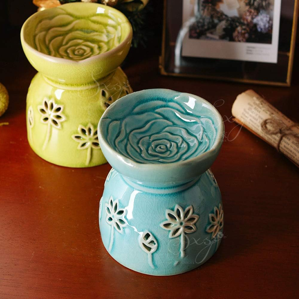 Sculpture Statue Antiques Collectables，Ceramic Tea Light Holder/Wax Melt Warmer, Great Essential Oil Burner Aromatherapy Diffuser for Living Room, Balcony, Spa Yaga Meditation,C (Color : B)