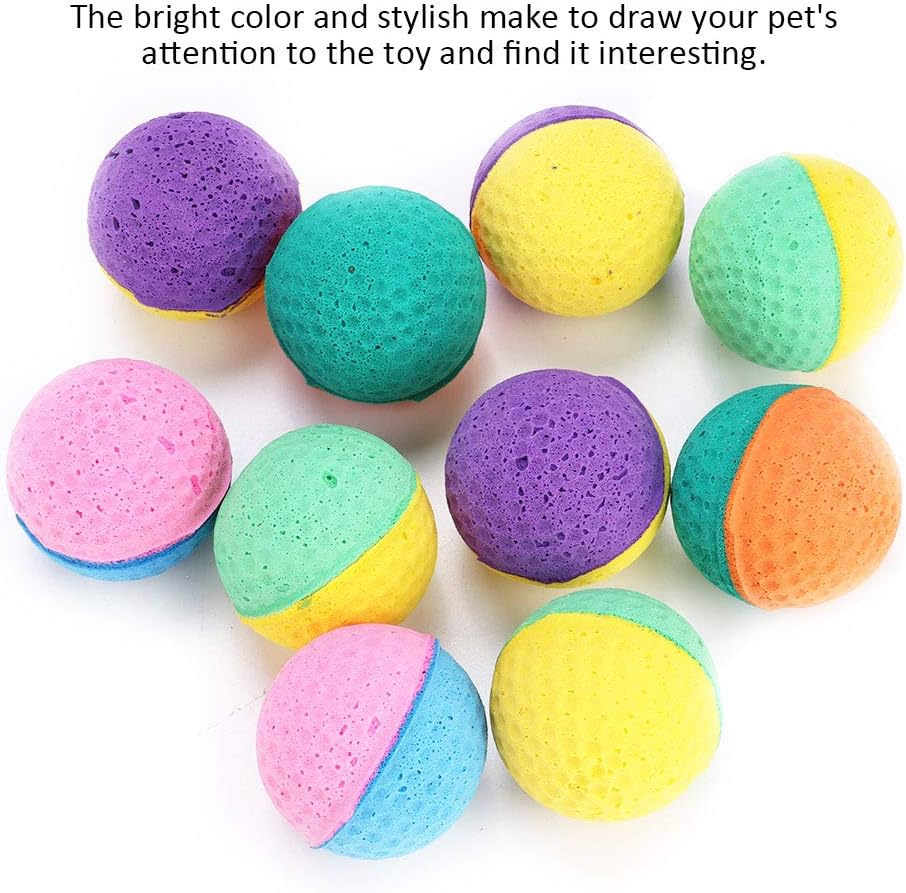 Interactive Cat Toy Balls, Pack of 10, Colourful Foam Balls, Latex Kitten Chaser Toy Balls for Training, Scratching and Playing Pets Indoors image number 4