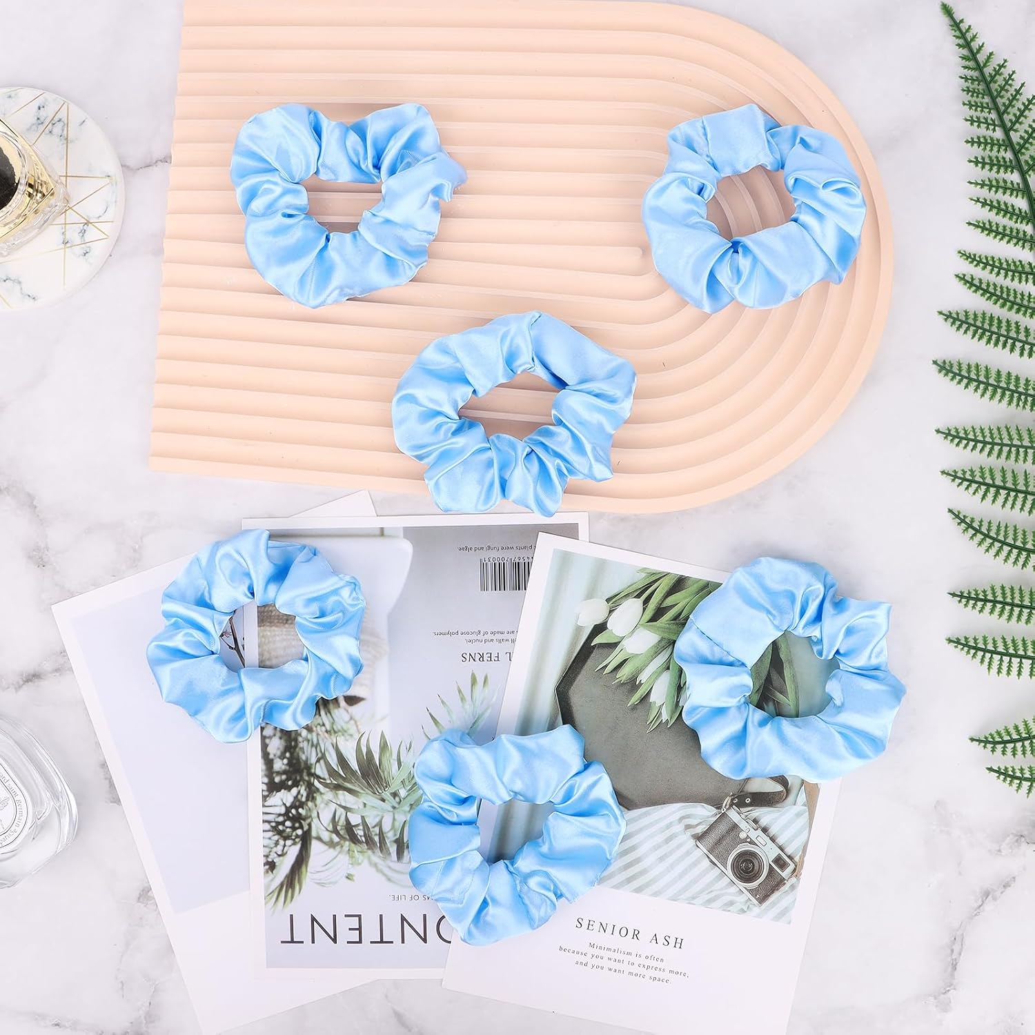 16 Pacs Satin Scrunchies Bridesmaid Proposal Gifts Hair Ties Scrunchies for Women Girls Bachelorette Party Favors (Light Blue) image number 5