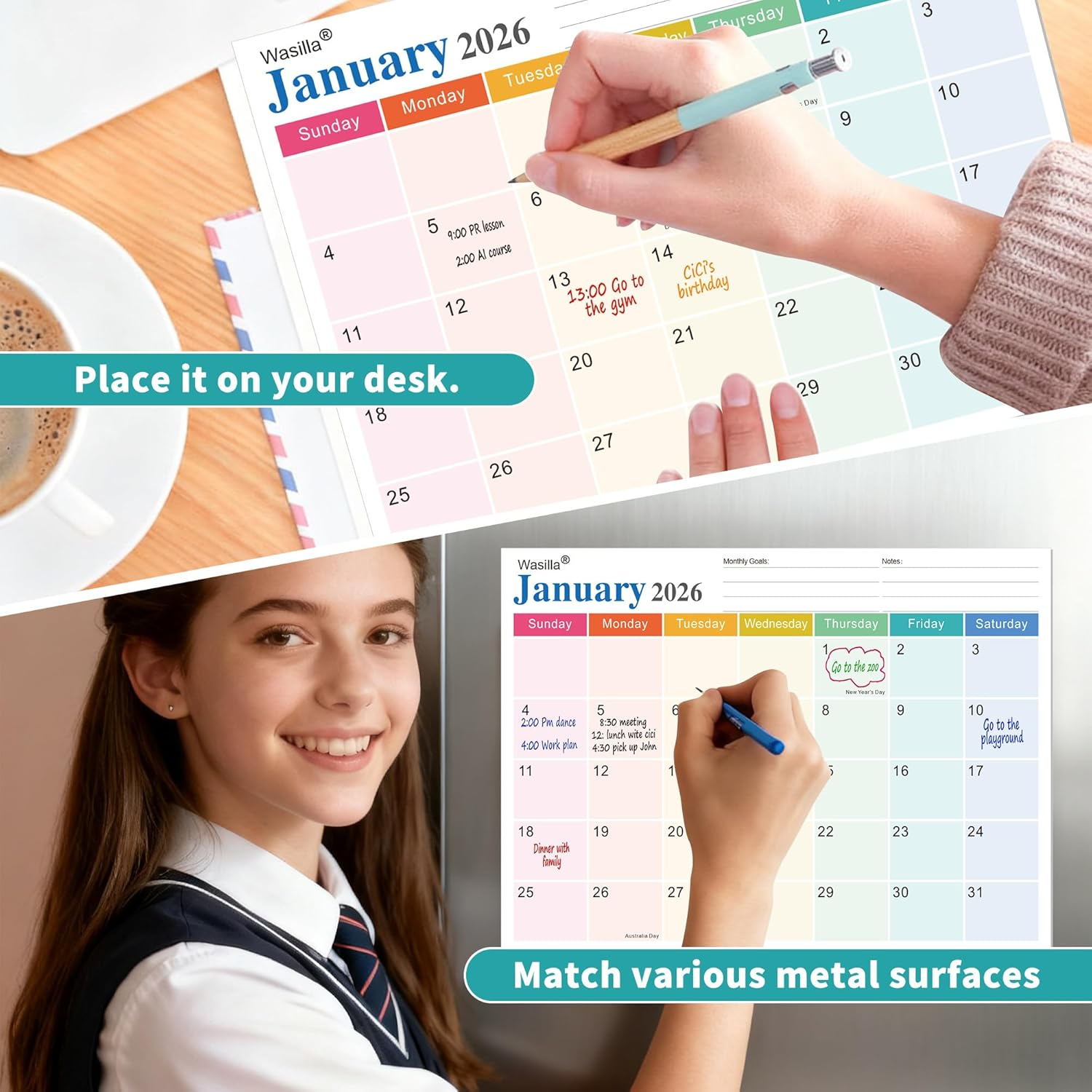 Calendar 2026 - Magnetic Fridge Calendar with Australia Holidays- Magnetic Calendar for Refrigerator, 18 Monthly Planner with Stickers,Jan 2026-Jun 2027 Calendars for Family Schedule Tracking Deco Gift image number 1