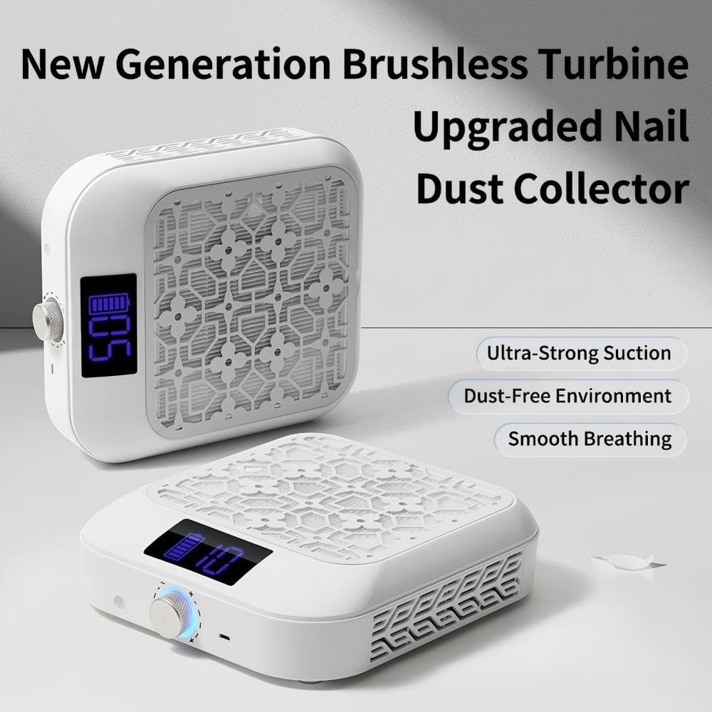 Nail Dust Collector - 2025 New 3-Speed Adjustment, 66W Strong Suction Power & Quiet Low Noise, 6600 Mah Long-Lasting Batteries Vacuum Fan Dust Suction Machine with Reusable Filters image number 4