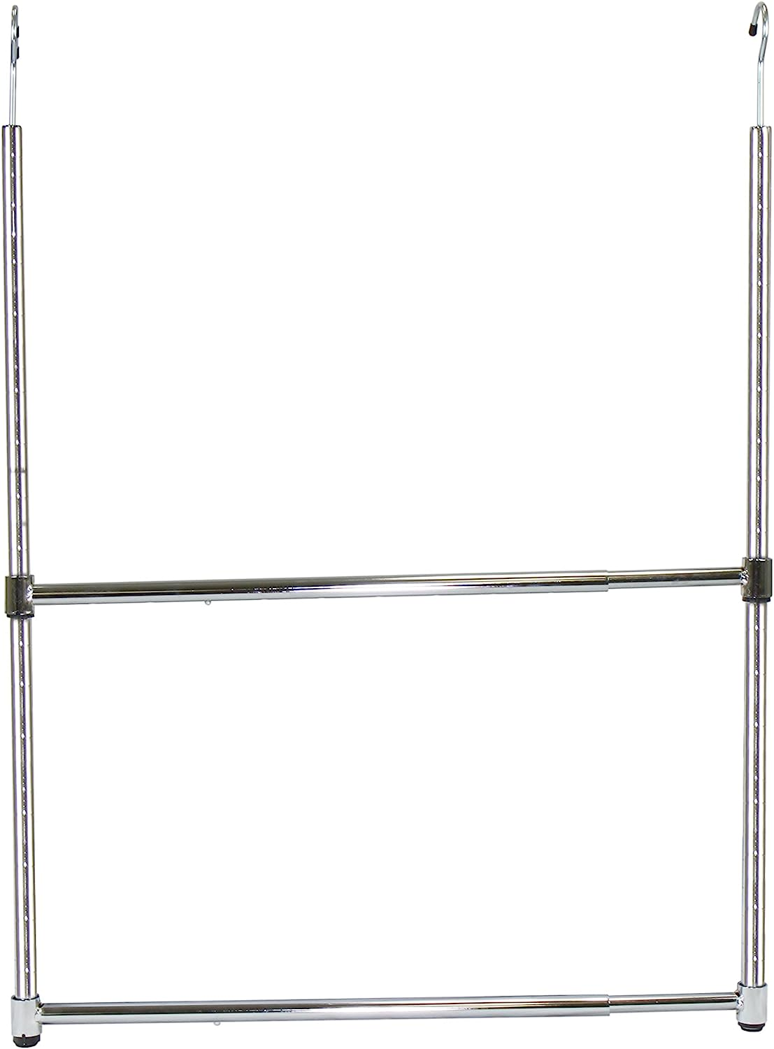 Oceanstar ACR1538C 2-Tier Portable Adjustable Closet Hanger Rod, Chrome - Black image number 5