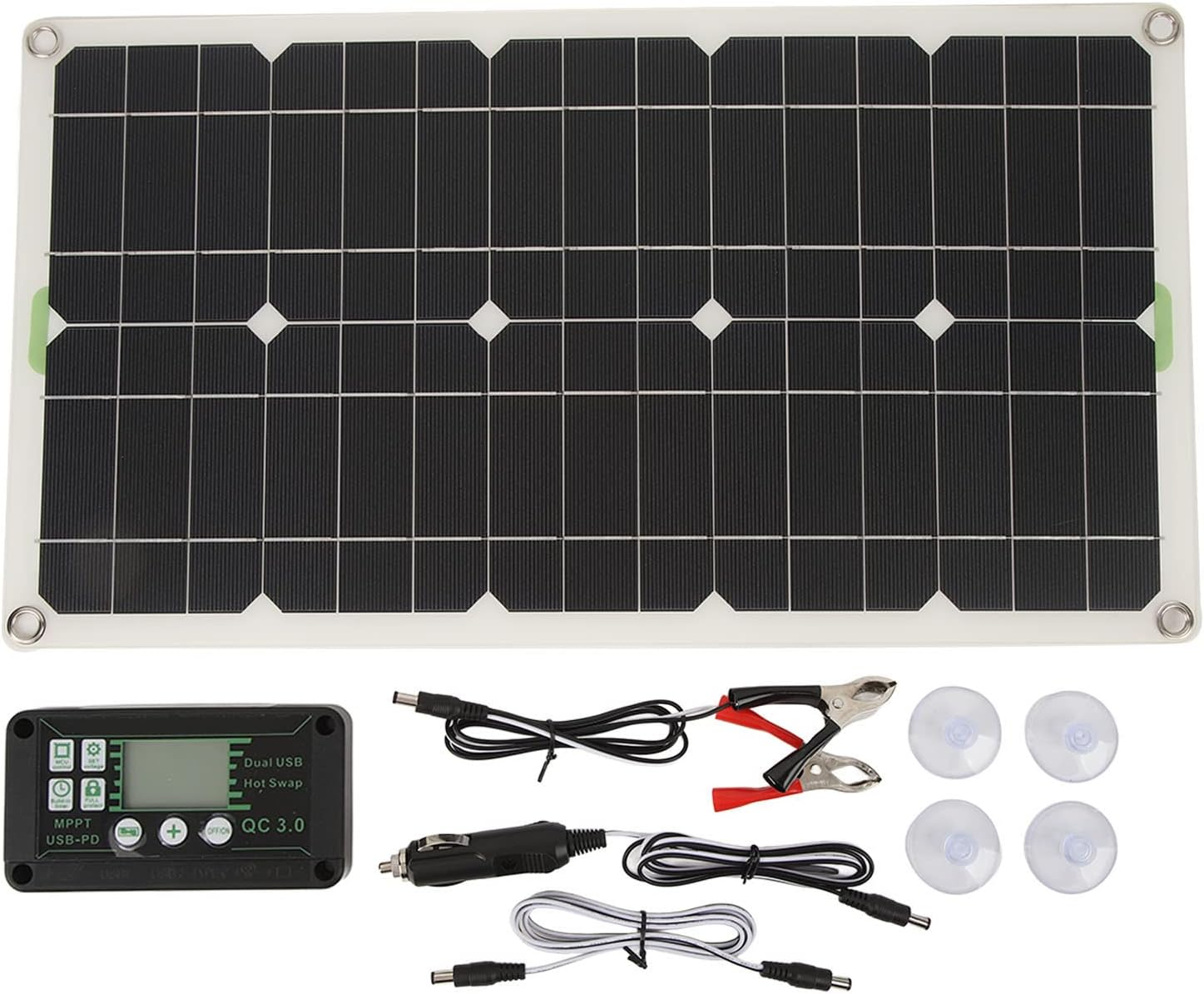 Solar Panel Kit, 250W 12V 24V Portable Monocrystalline Solar Panel with 30A Controller, Dual USB Interface for RV Home Camping, Outdoor Solar Panel System, Emergency Power Supply image number 2