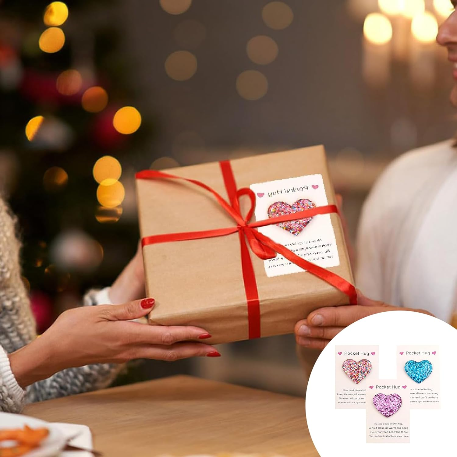 3 PCS Pocket Hug, Set of 3 Colourful Pocket Hugs in Purple, Blue and Multicolour, Emotional Support for Long Distance Relationships, Graduation, More, a Heartfelt That Symbolises Love image number 1