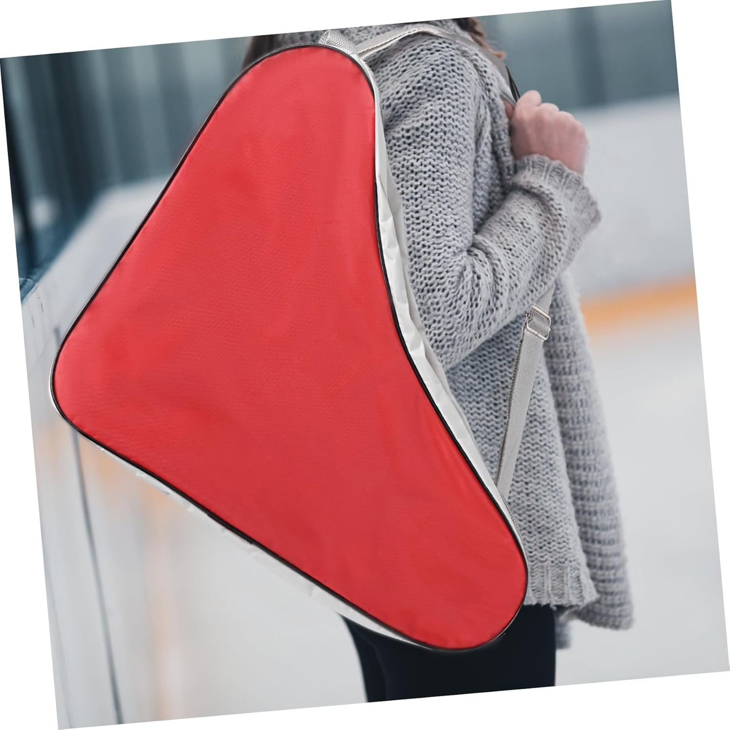 JUMPLAWN High-Capacity Red Mesh Tote Bag for Ice Skating and Roller Skates Shoulder Bag with Heavy Duty Handles Easy to Clean Storage for Sports Gear and Accessories